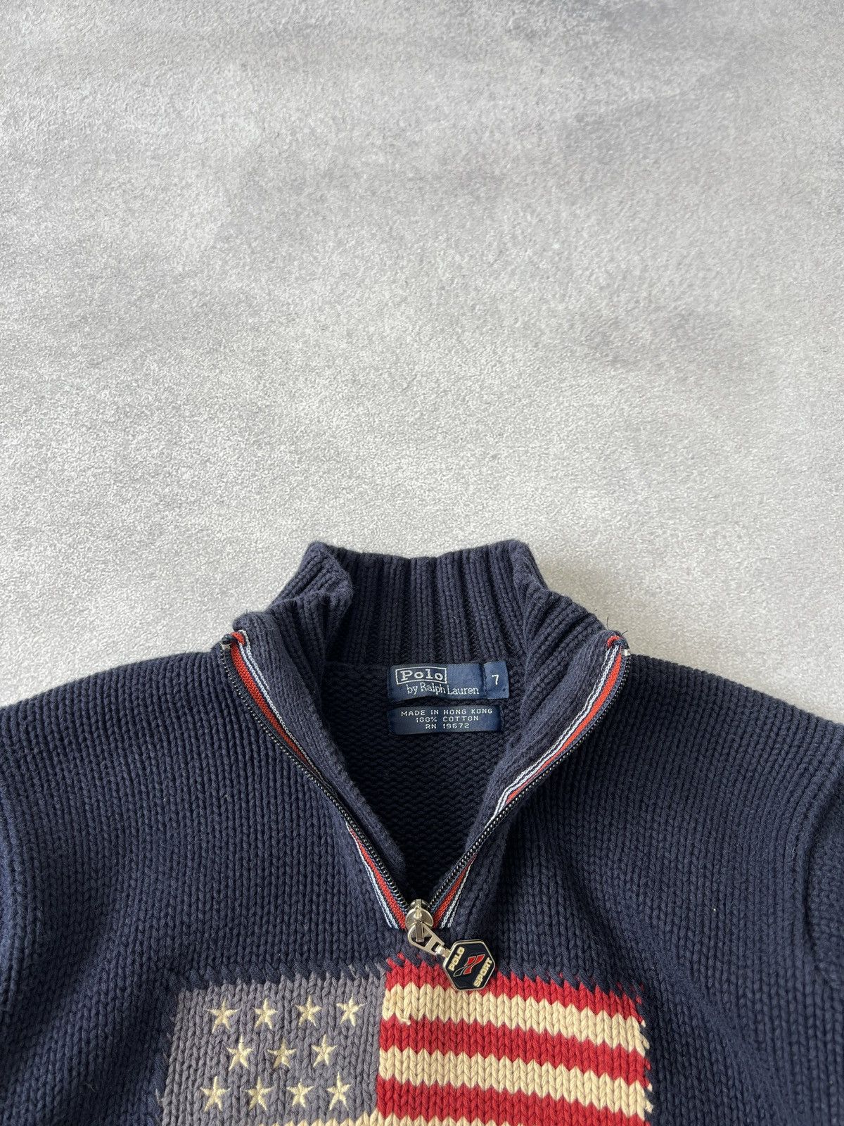 Polo Ralph Lauren × Vintage Vintage Polo Sport USA flag big logo kids sweater Size US XS / EU 42 / 0 - 8 Thumbnail