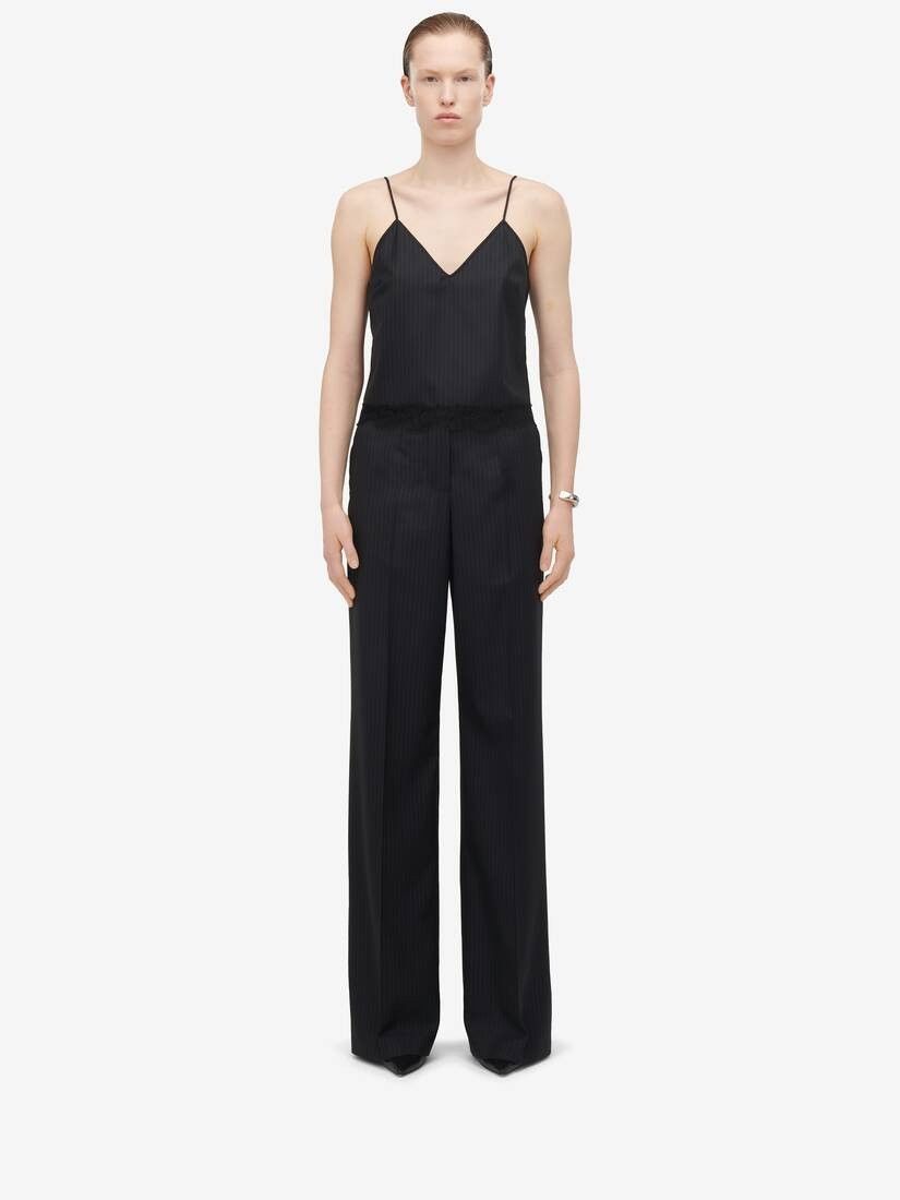 Alexander McQueen o1srvl11e0326 High-waisted Wide Leg Trousers in Navy Size 25" / US 0 / IT 36 - 2 Thumbnail