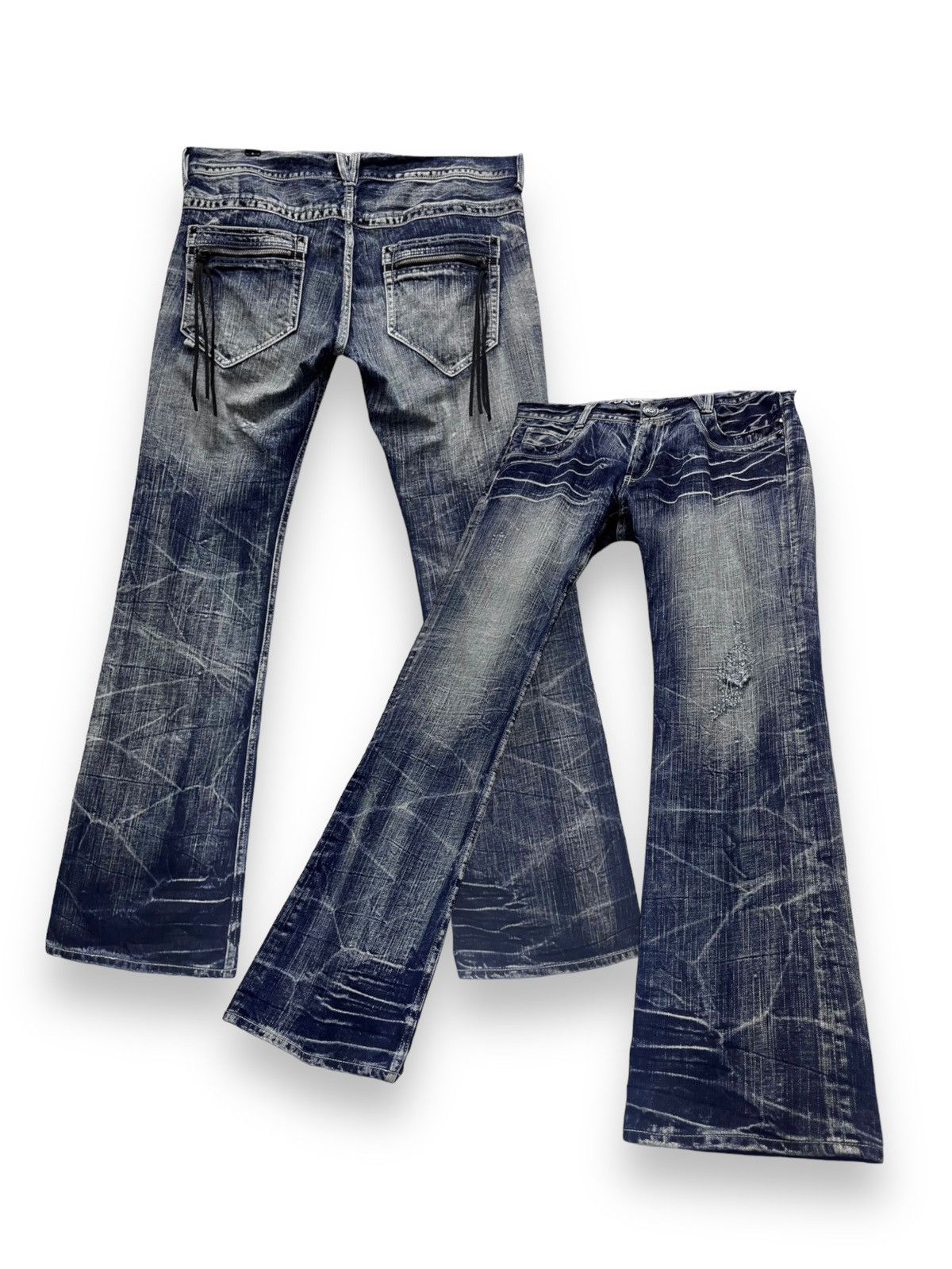 Japanese Brand PUNKFLARE🔥SORRIDERE Distressed Acid Whiskered Denim Japan💥 Size US 34 / EU 50 - 1 Thumbnail