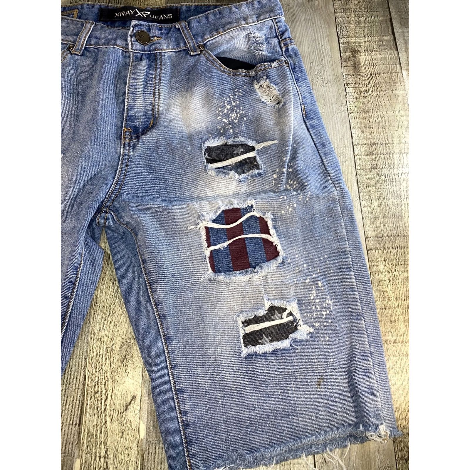 Vintage XRAY Jeans Bermuda Shorts Slim 34 Mens Blue Distressed 5-Pocket Cotton Blend Spandex Size US 34 / EU 50 - 3 Thumbnail