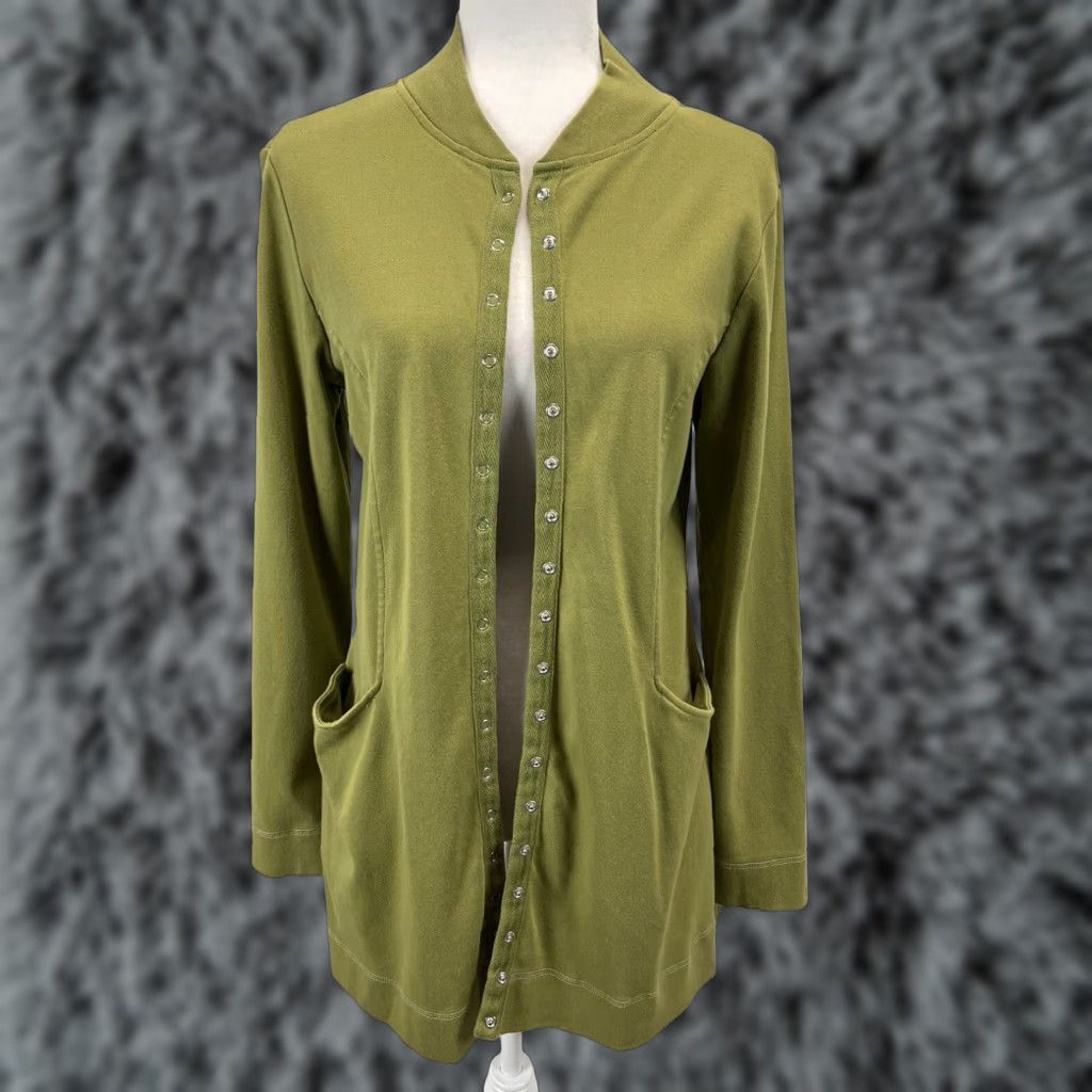 Soft Surroundings Soft Surroundings Women's Green Long Sleeve Cardigan Sweater with Pockets, XS Size XS / US 0-2 / IT 36-38 - 1 Thumbnail