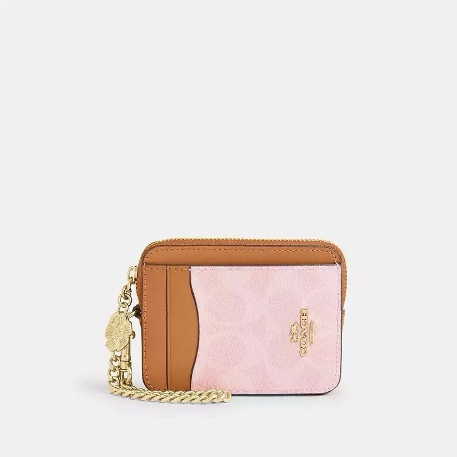 Coach NWT Coach Zip Card Case With Charm Gold/Powder Pink CEC50 Size ONE SIZE - 7 Thumbnail