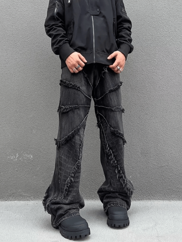 Japanese Brand Washed Black Baggy Stacked Jeans Size US 32 / EU 48 - 3 Thumbnail