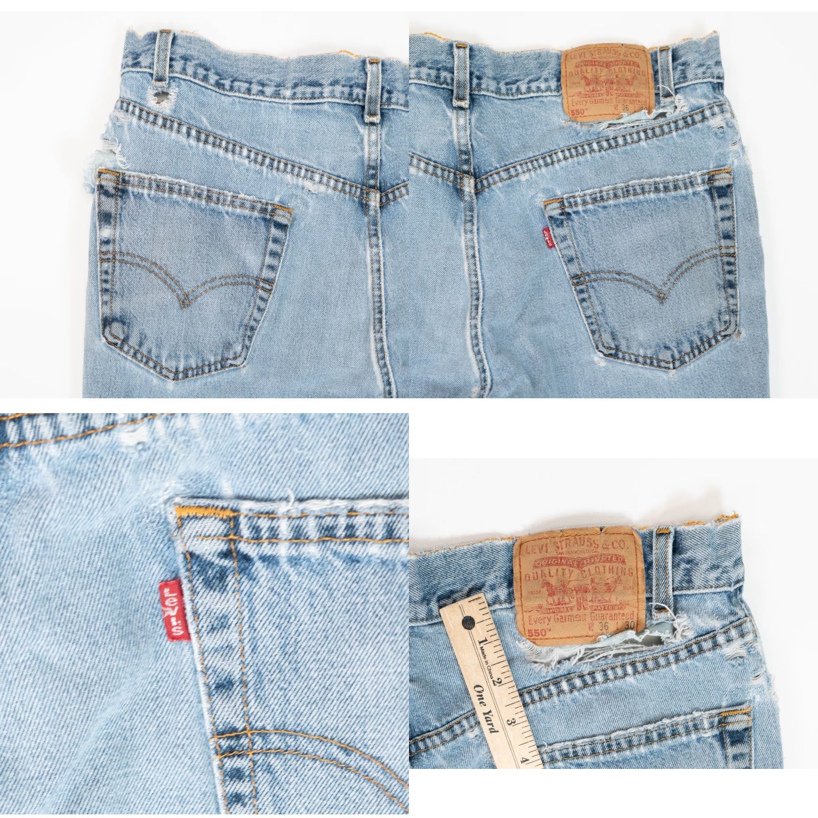 Levi's VINTAGE Levi’s 550 Denim Jeans Drops Distressed 36 X 30 USA Men Regular Blue jeans 5-Pocket HTF Thrash Grunge Hip Hop 90s Rock California Size US 36 / EU 52 - 11 Thumbnail