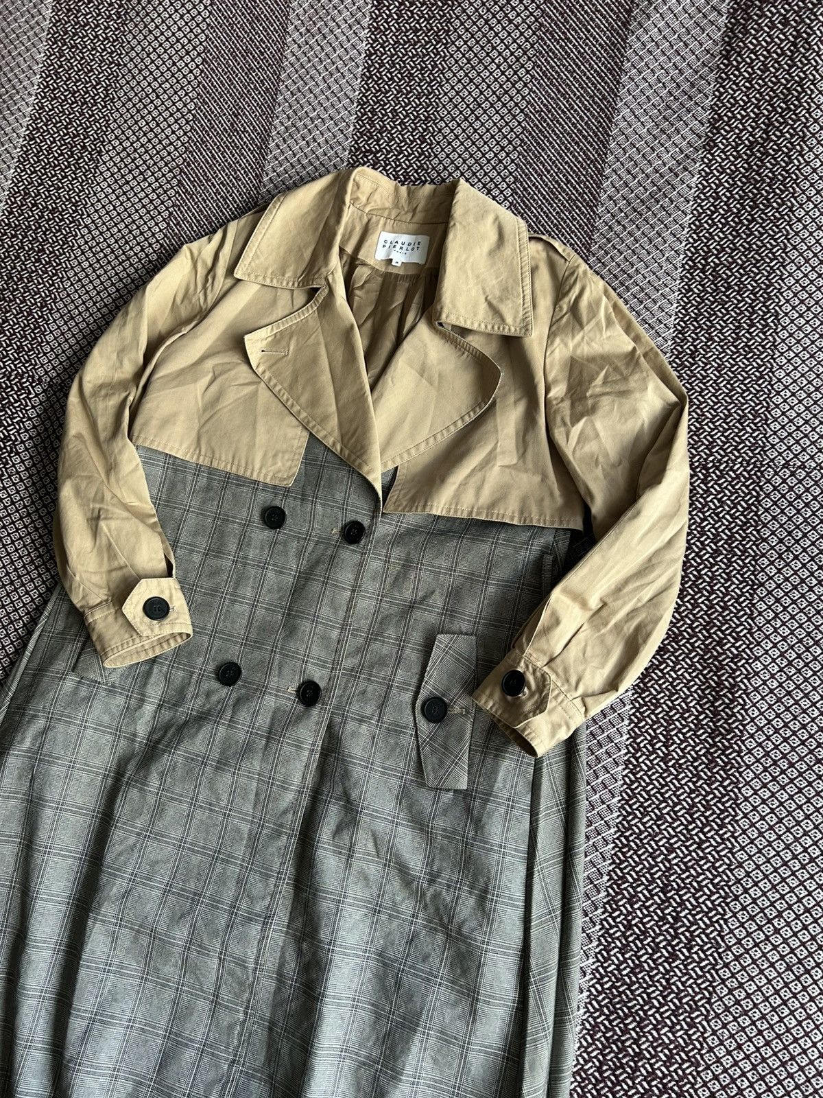 Vintage Claudie Pierlot Paris Trench Coat Luxury Style Avantgarde Size XS / US 0-2 / IT 36-38 - 2 Thumbnail