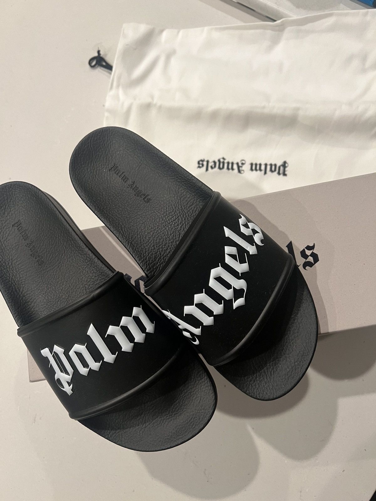 Palm Angels Palm Angels Logo Print Slides Black | Grailed