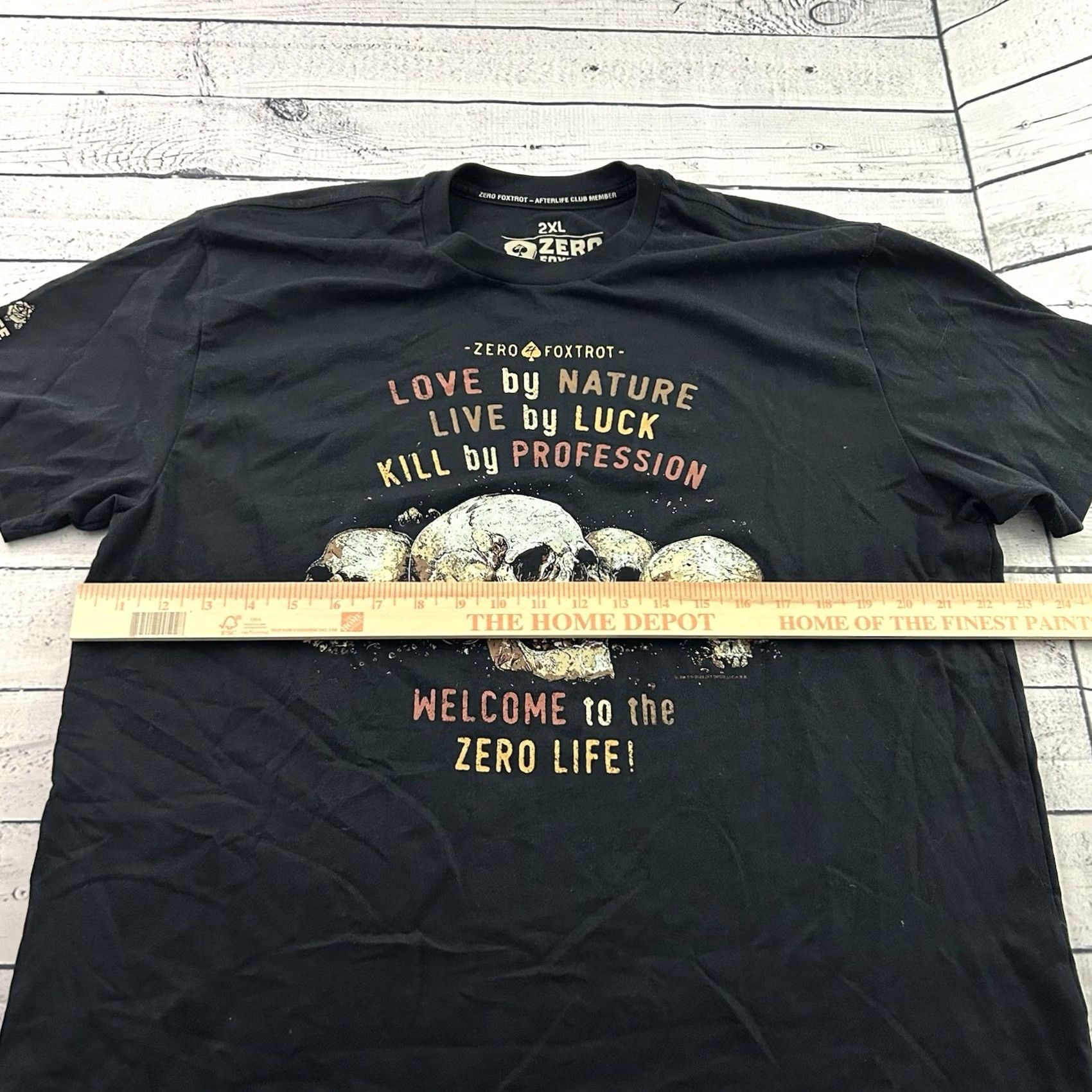 Vintage Zero Foxtrot Love By Nature Live By Luck Short Sleeve T Shirt Mens 2XL Black Size US XXL / EU 58 / 5 - 5 Thumbnail
