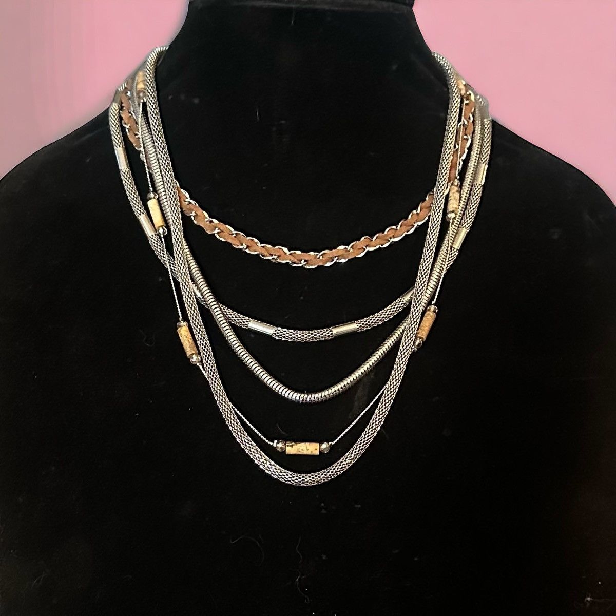 White House Black Market WHBM multi layered strand silver tone necklace Size ONE SIZE - 1 Thumbnail