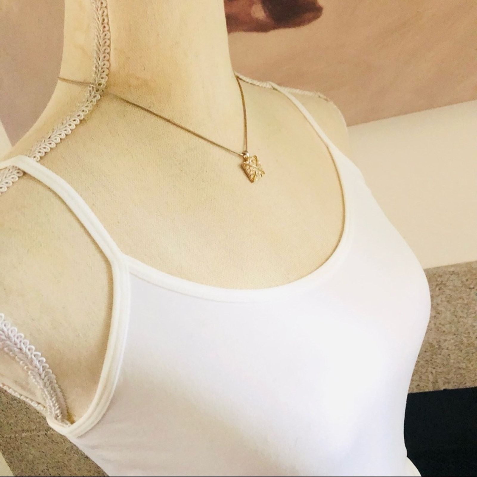 Vintage Vintage 90s gold square rhinestone pendant necklace Size ONE SIZE - 2 Thumbnail