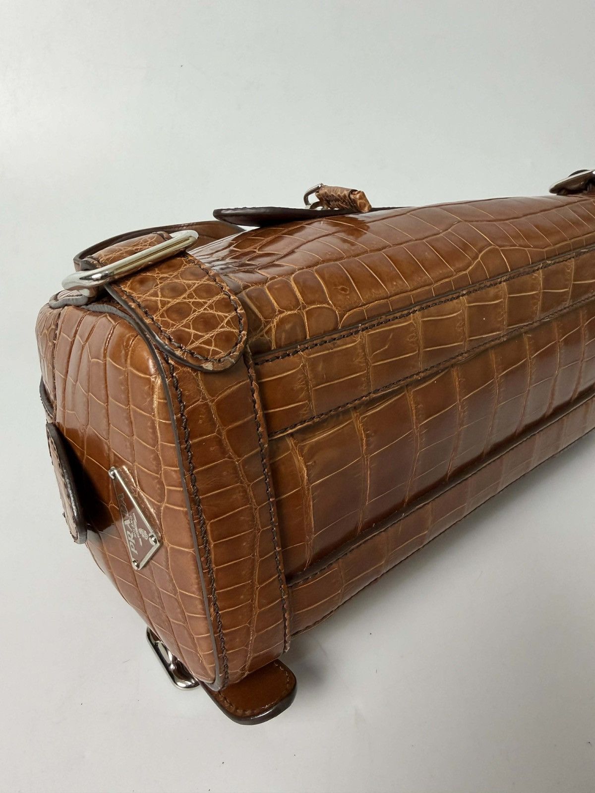Prada Prada Brown Crocodile Bauletto Bag Size ONE SIZE - 9 Thumbnail
