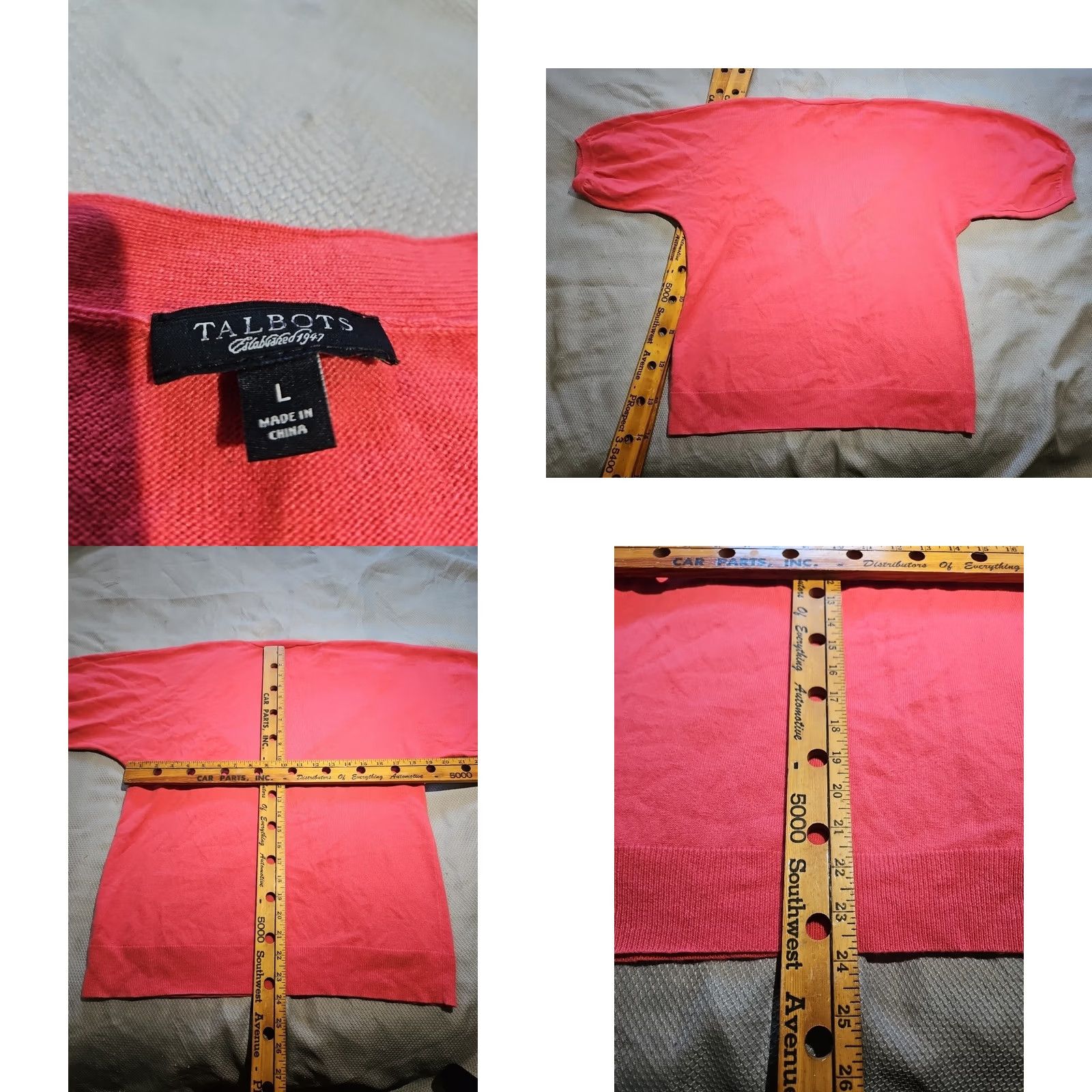 Talbots Talbots Cardigan Womens Large Pink Cotton Angora Cashmere Wool Knit 3/4 Sleeve V-Neck Button Sweater Size L / US 10 / IT 46 - 8 Thumbnail