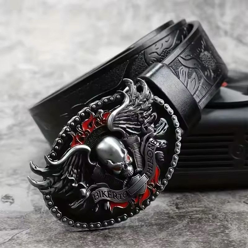 時計 OAKLEY skull buckle White leather belt Japanese Brand × Oakley × Vintage Vintage Y2K Oakley Skull