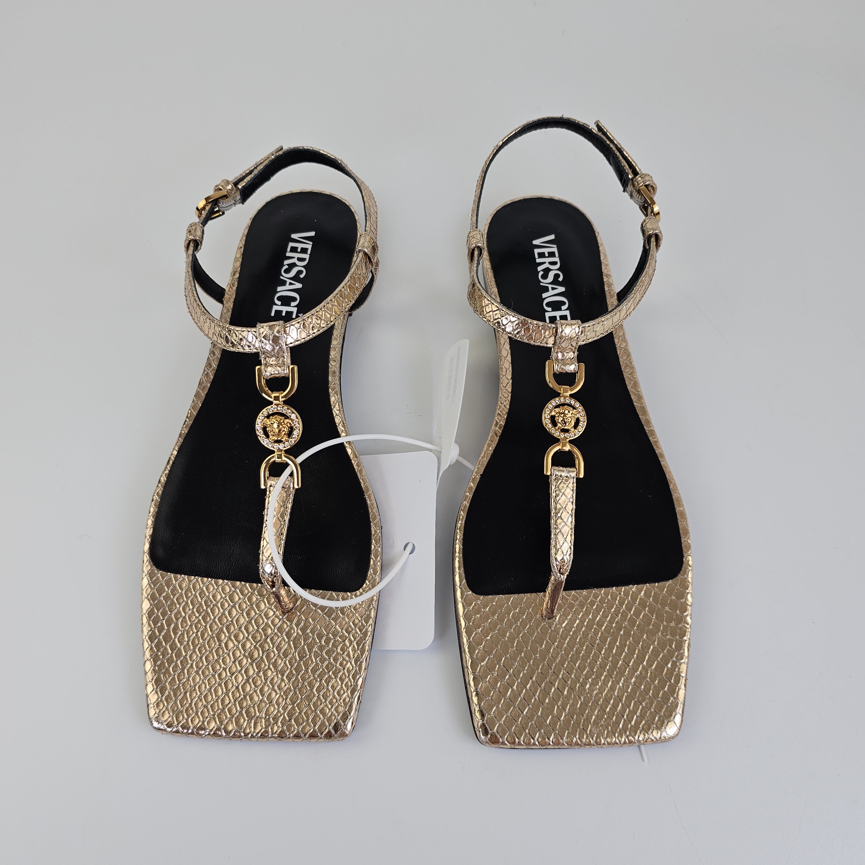 Versace Versace Medusa '95 Gold Leather Flat Sandals New Size US 7 / IT 37 - 8 Thumbnail
