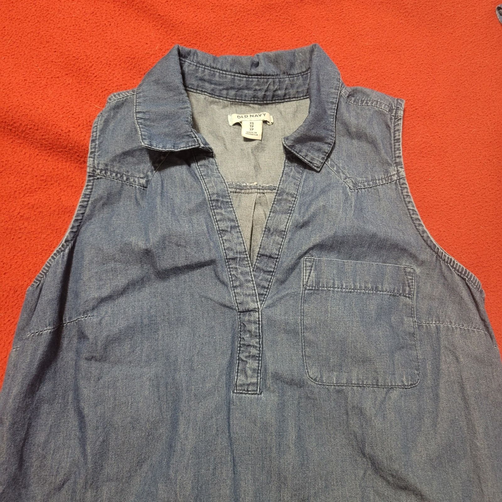 Old Navy Old Navy Denim Sleeveless Pointed Collar Mini Shirt Dress XS Size XS / US 0-2 / IT 36-38 - 3 Thumbnail