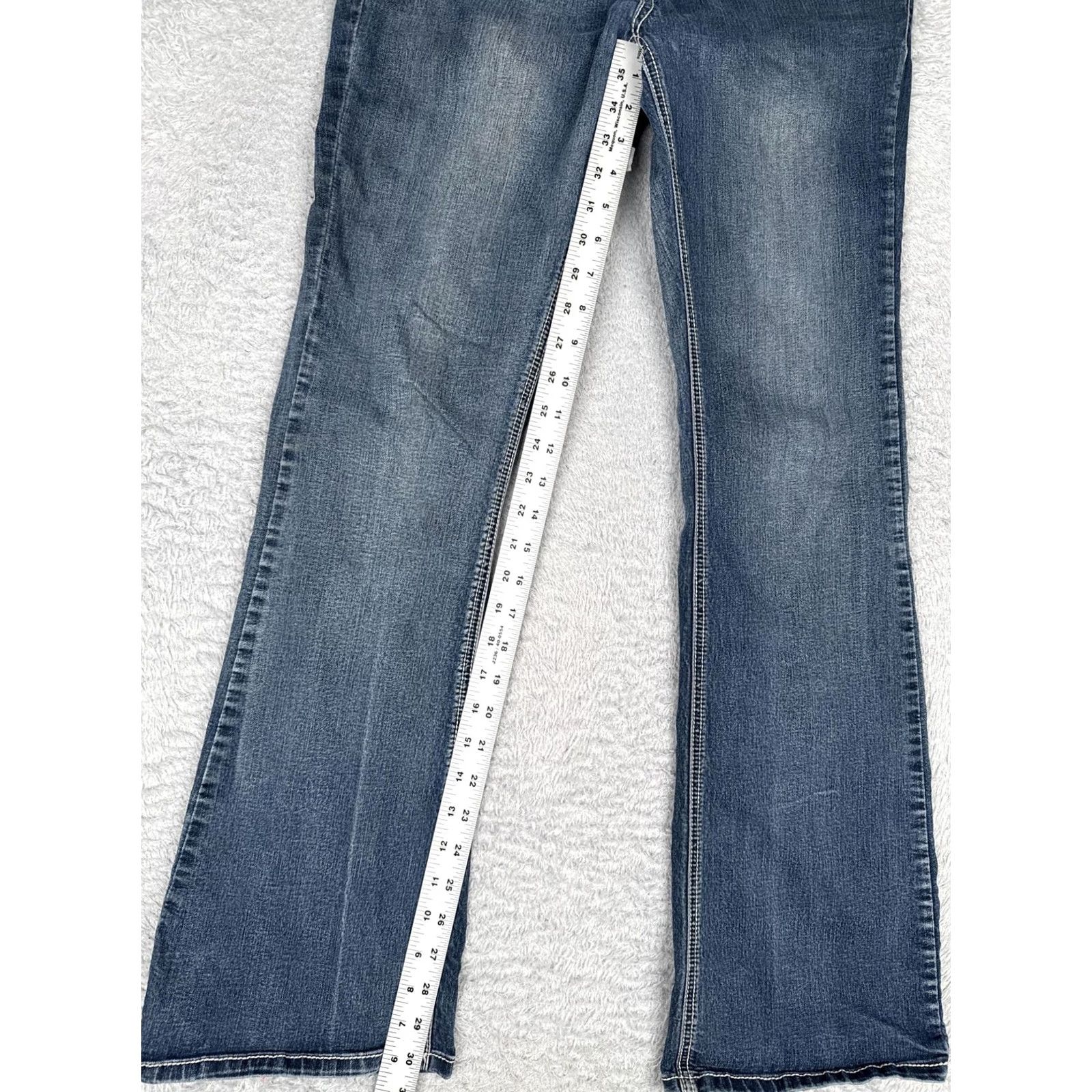 Vintage Premiere by rue21 Bootcut Jeans Juniors 5/6R Blue Low Rise Embroidered Lace Pocket 26x31 Womens Mens Girls Size 27" / US 4 / IT 40 - 7 Thumbnail
