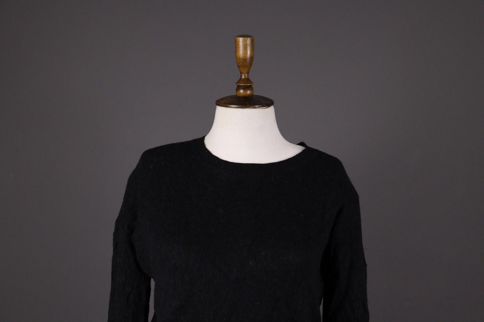 Designer Manila Grace Black Wool Knit Cropped Sweater Size L Size L / US 10 / IT 46 - 2 Thumbnail