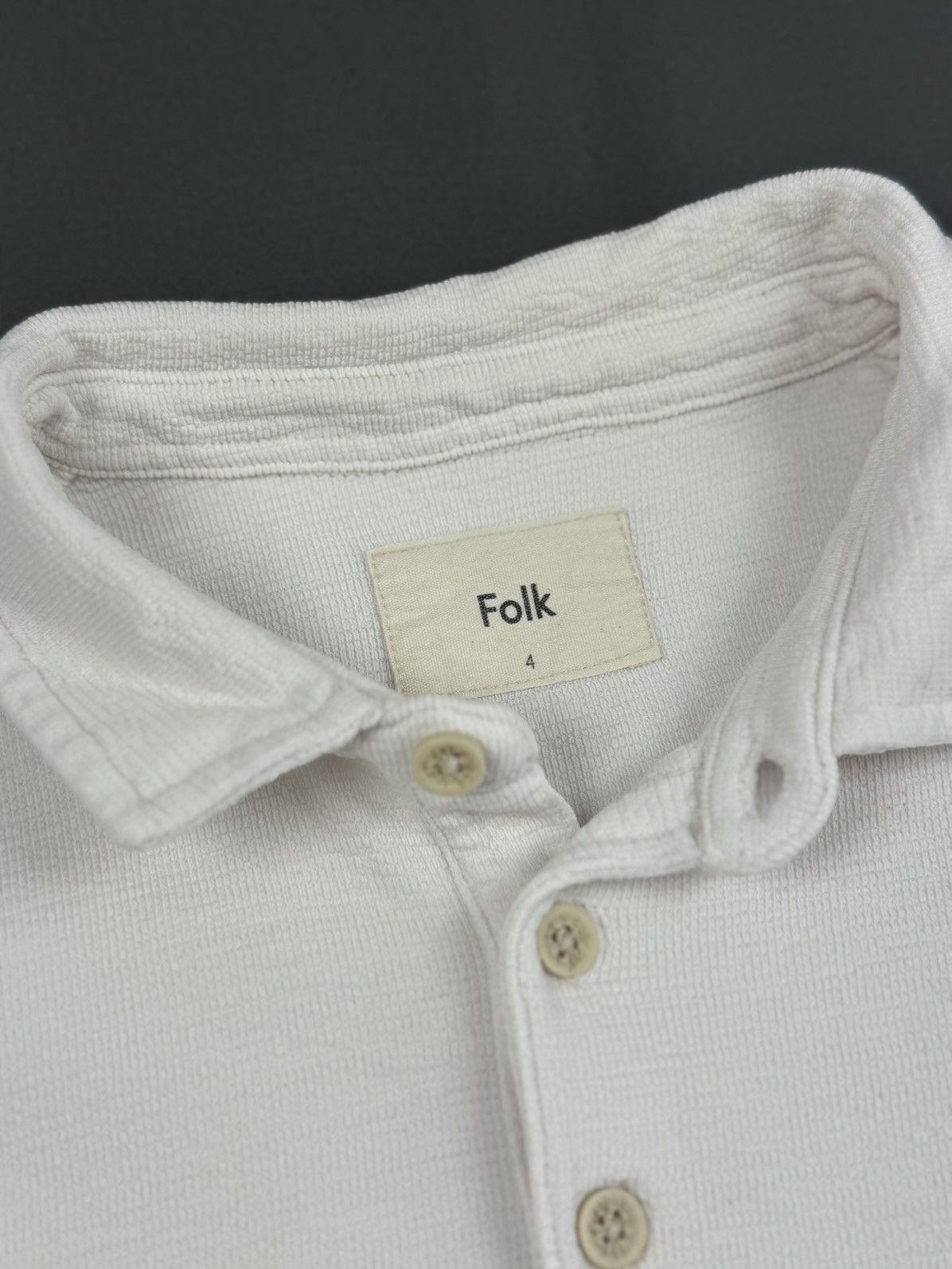 Folk Folk White Heavy Cotton Polo Size US L / EU 52-54 / 3 - 6 Thumbnail