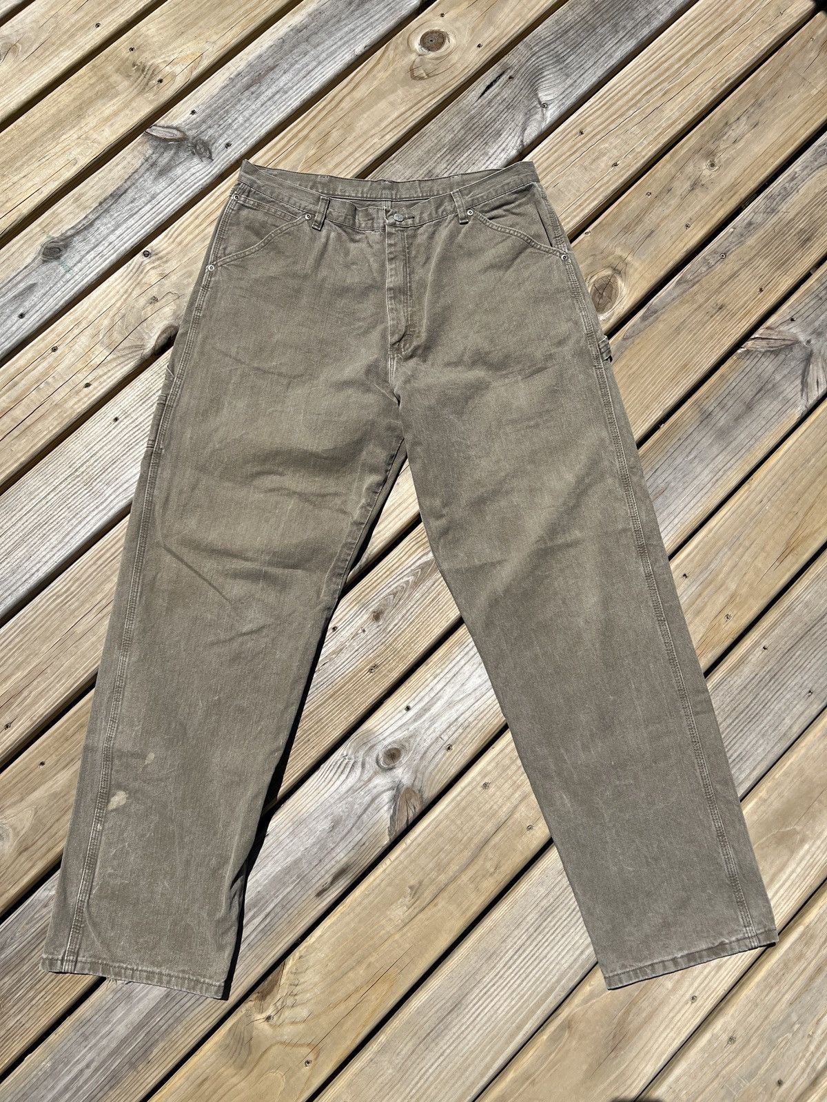Vintage × Wrangler Y2K Wrangler Carpenter Khaki Green Denim Pants Size US 36 / EU 52 - 2 Thumbnail