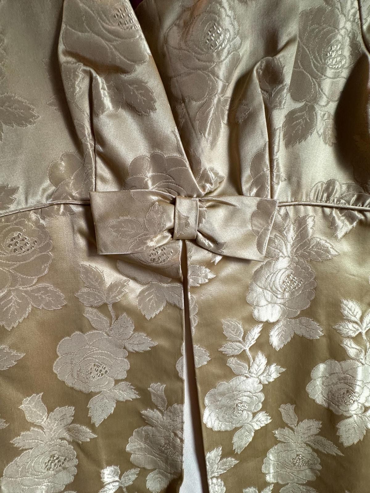 Designer 1960s Gown dress gold brocade true vintage P2P 16” W14” Size S / US 4 / IT 40 - 7 Thumbnail