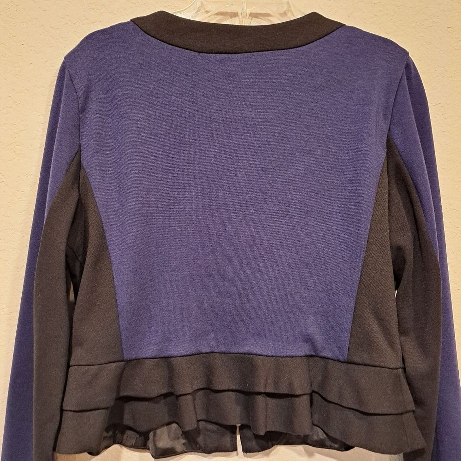 Sandro Sandro Studio colorblock purple black cardigan ruffles sz L Size L / US 10 / IT 46 - 4 Thumbnail