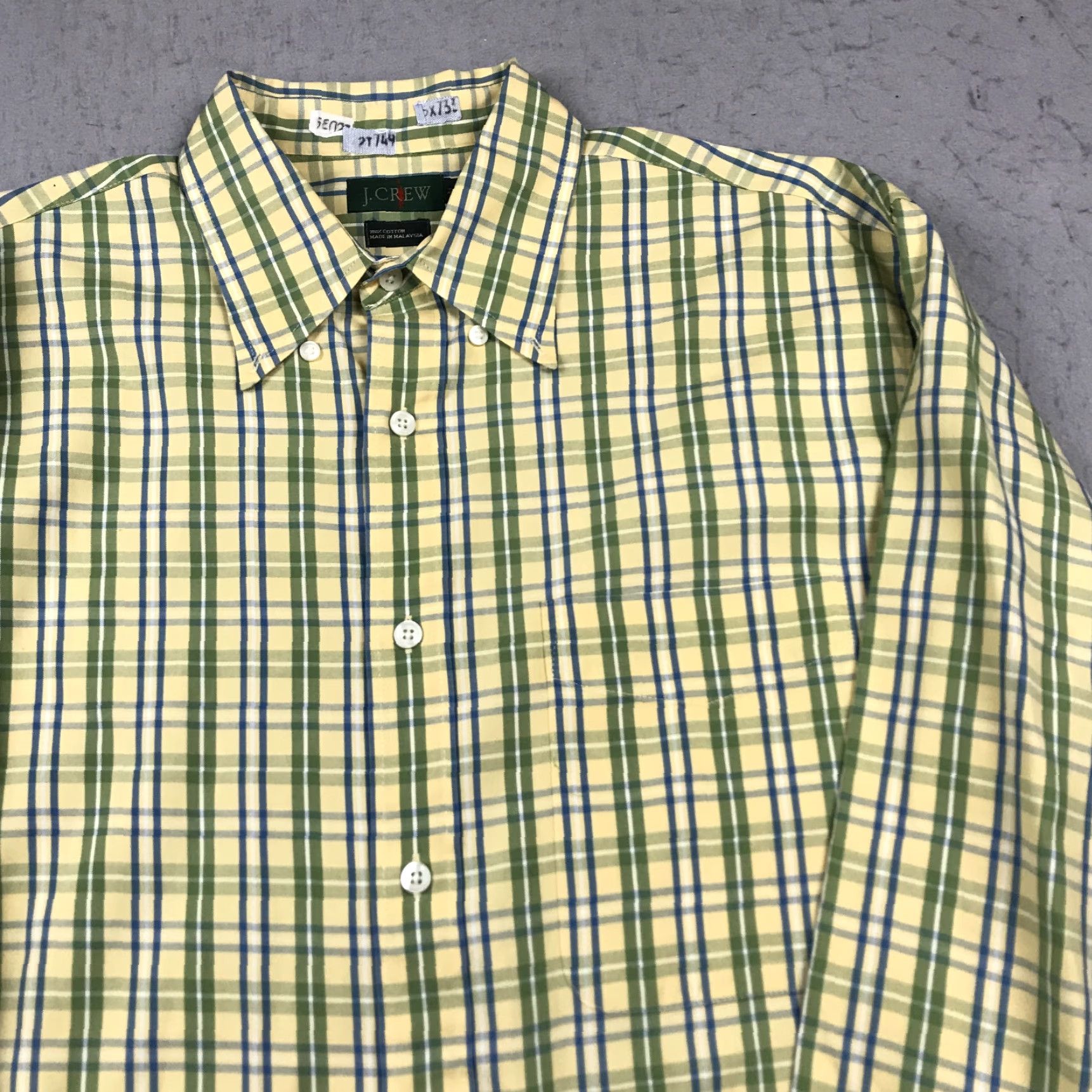 J.Crew VINTAGE J.CREW Shirt Mens M Yellow Plaid 100% Cotton 90s Lights Size US M / EU 48-50 / 2 - 3 Thumbnail