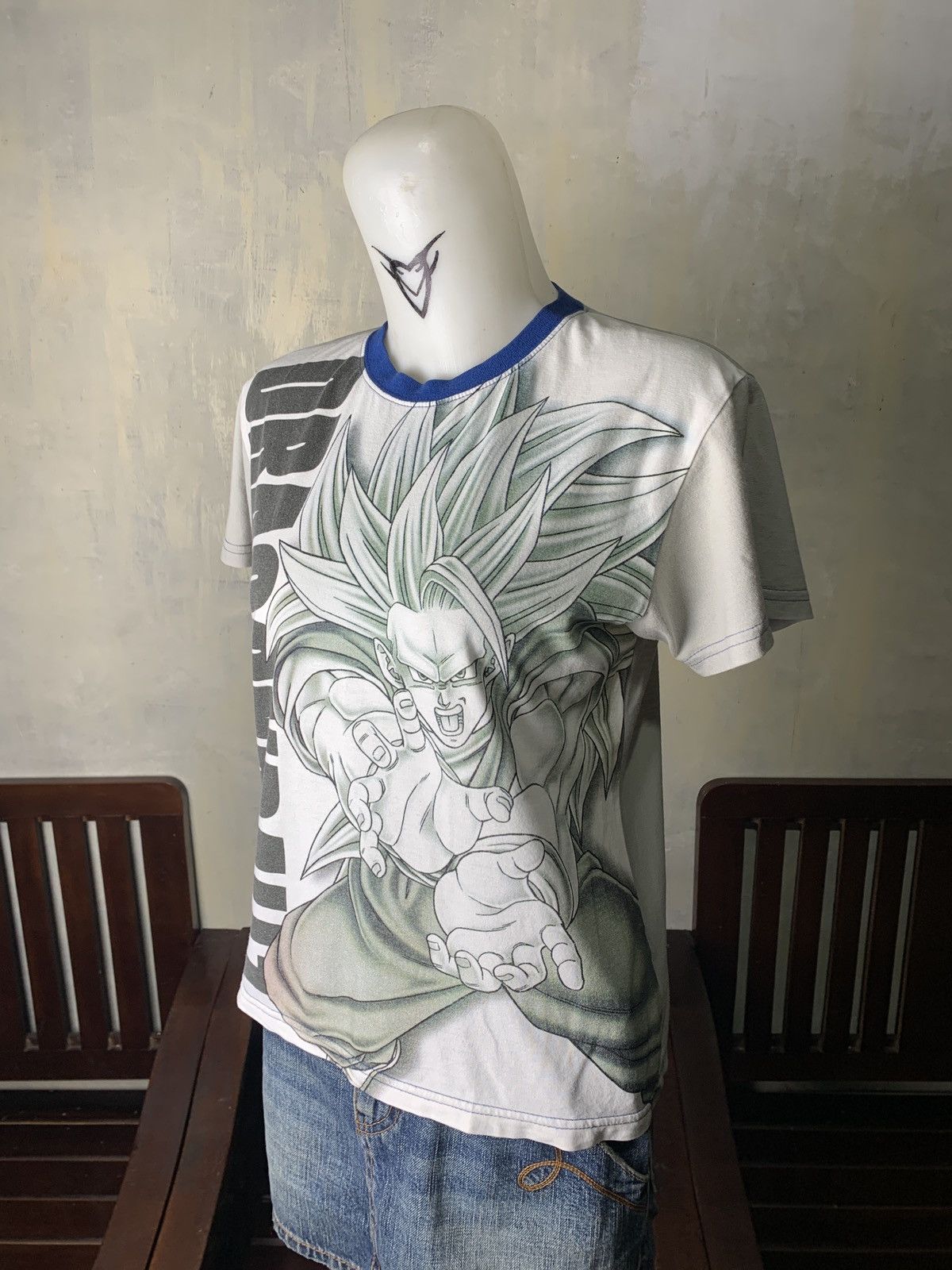 Anime 2000s Dragon Ball Z Big Goku Kamehameha Graphic Baby Tee Size M / US 6-8 / IT 42-44 - 2 Thumbnail