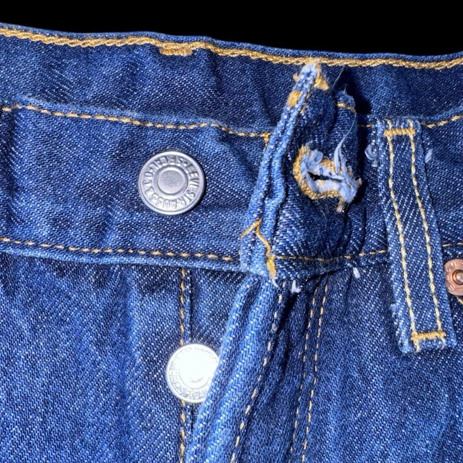 Levi's Levi’s 501 Dark Wash Dip Dyed Button Fly Cut Off Shorts 33 Size 33" - 3 Thumbnail
