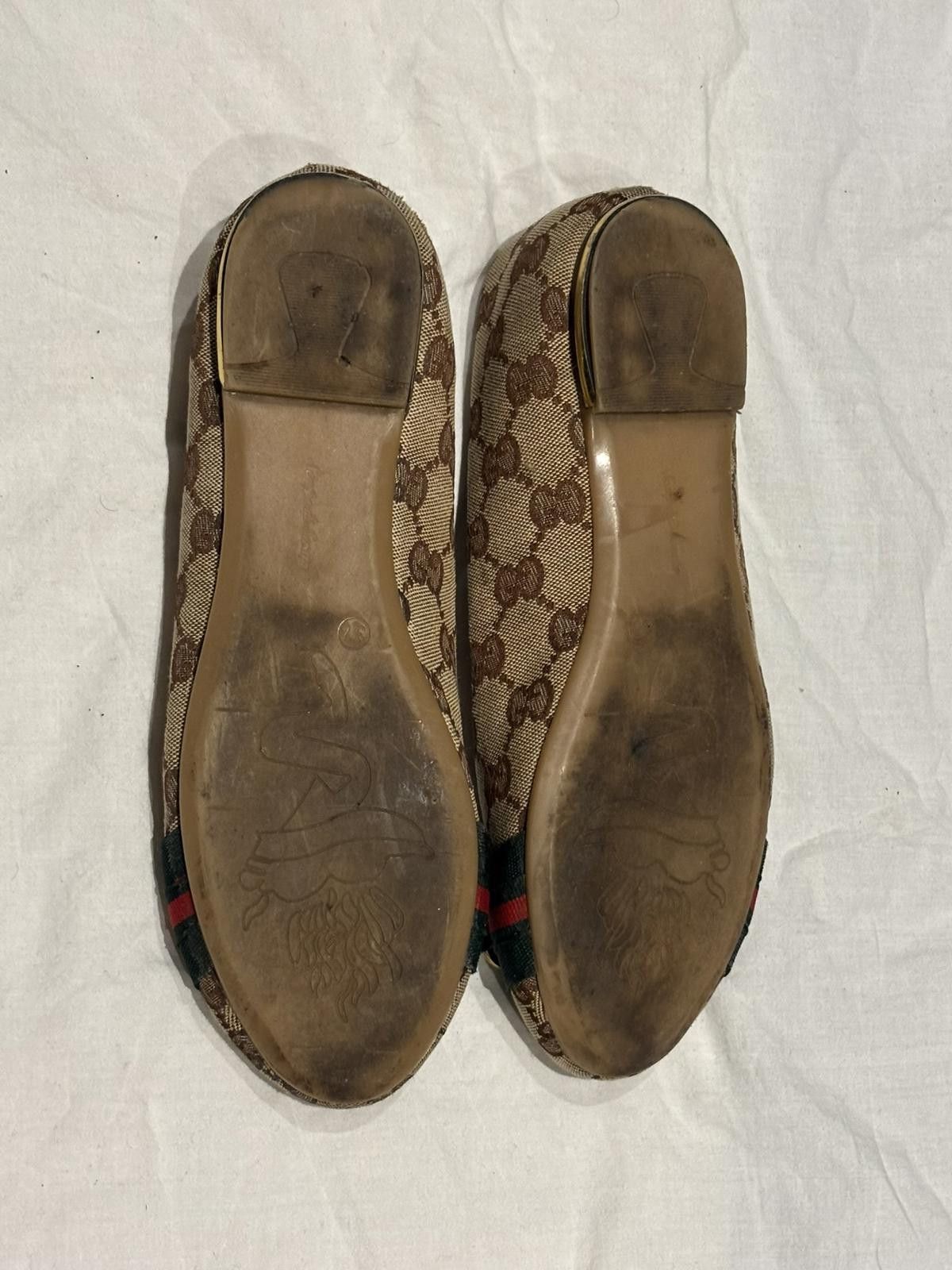 Gucci Gucci - Brown GG Canvas Ballet Flats with Horsebit Detail Size US 7.5 / IT 37.5 - 5 Thumbnail