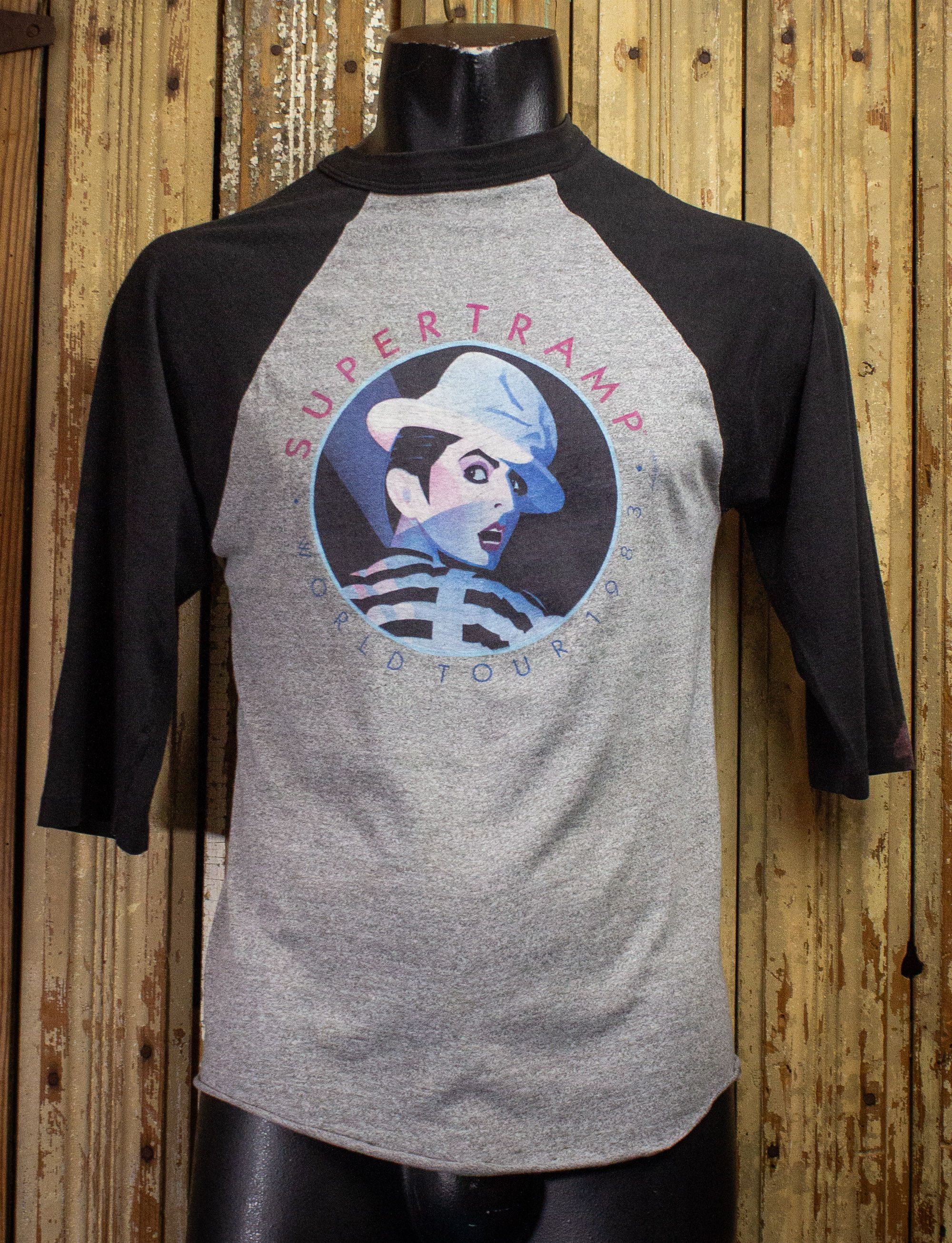 image of Band Tees x Vintage Supertramp World Tour Raglan Concert T Shirt 1983 in Black, Men's (Size Medium)