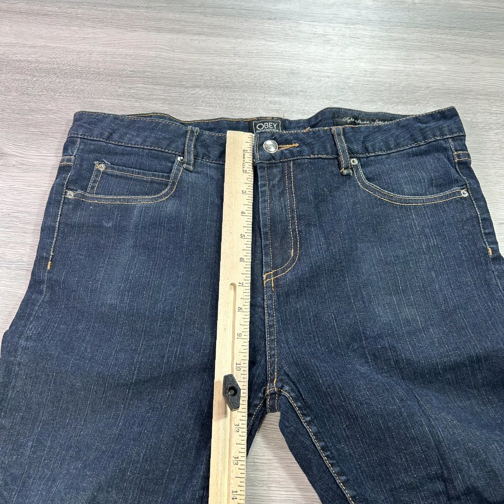 Obey Obey Jeans Mens 34x31 Dark Wash Tight Stretch Straight Leg Denim Classic Style Size US 34 / EU 50 - 7 Thumbnail