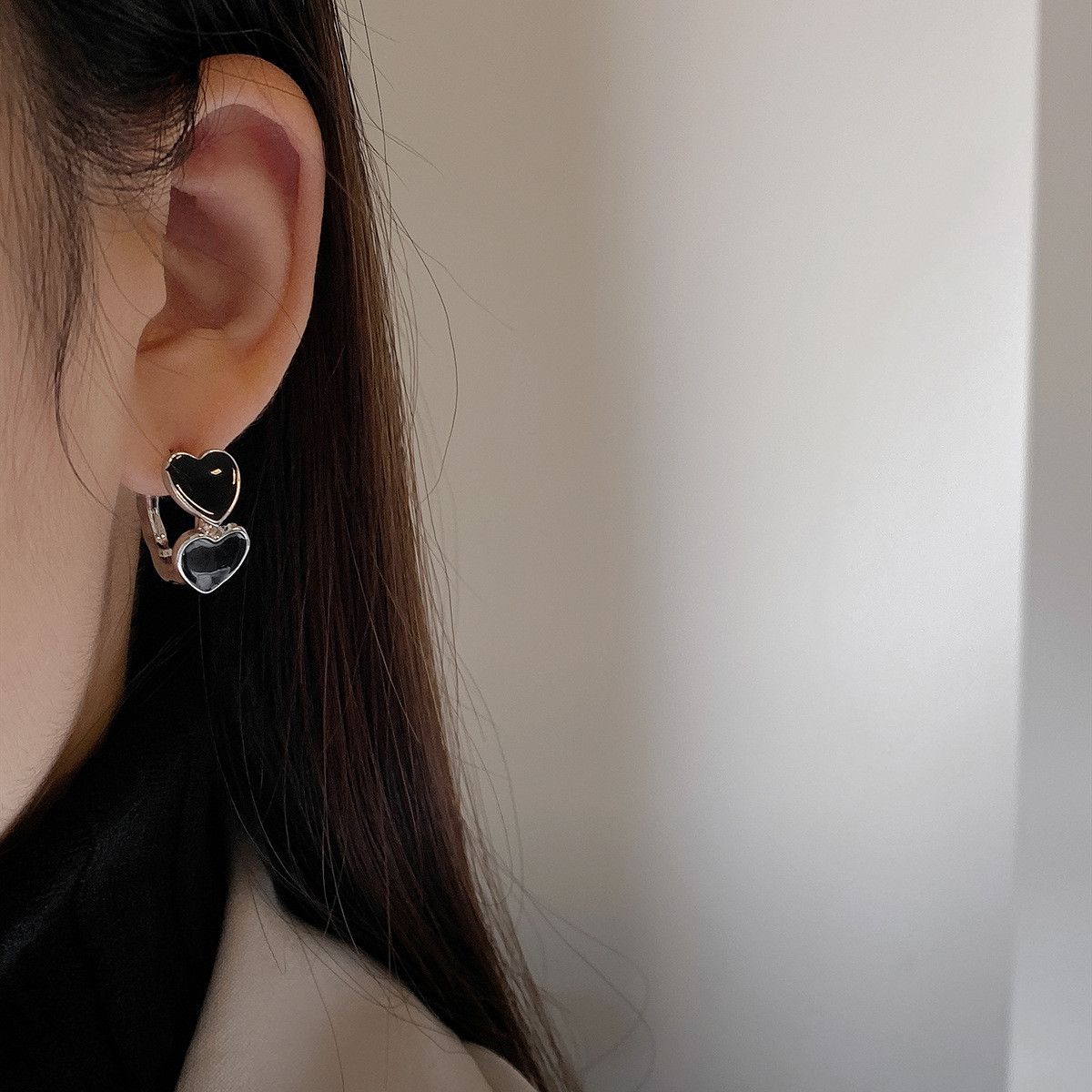 Jewelry Heart Modern Earrings One Pairs Chrome Jewelry Size ONE SIZE - 4 Thumbnail