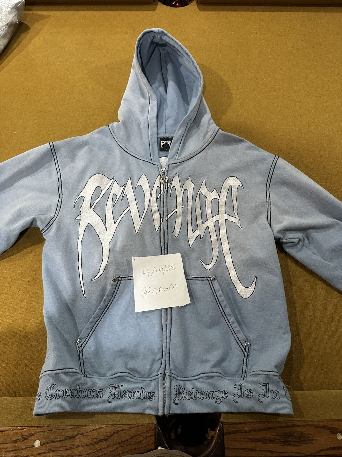 Revenge Contrast Skull Baby Blue Zip Up Size US L / EU 52-54 / 3 - 1 Thumbnail