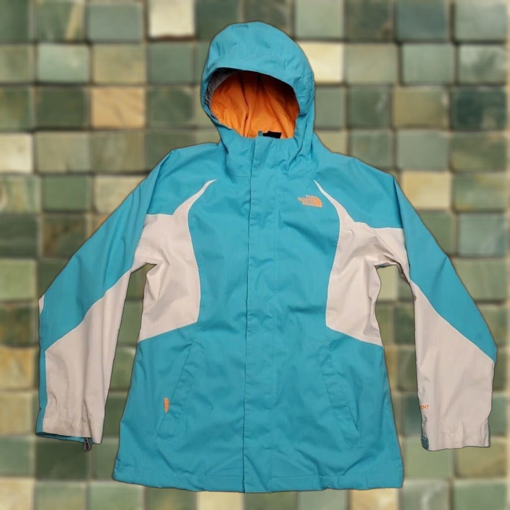 The North Face VINTAGE The North Face Windbreaker Jacket Girls M Turquoise HYVENT Hooded Nylon Shell Only Pink Nature Outdoor Cabin 90s Mens Women Boys Girls Size M / US 6-8 / IT 42-44 - 1 Thumbnail