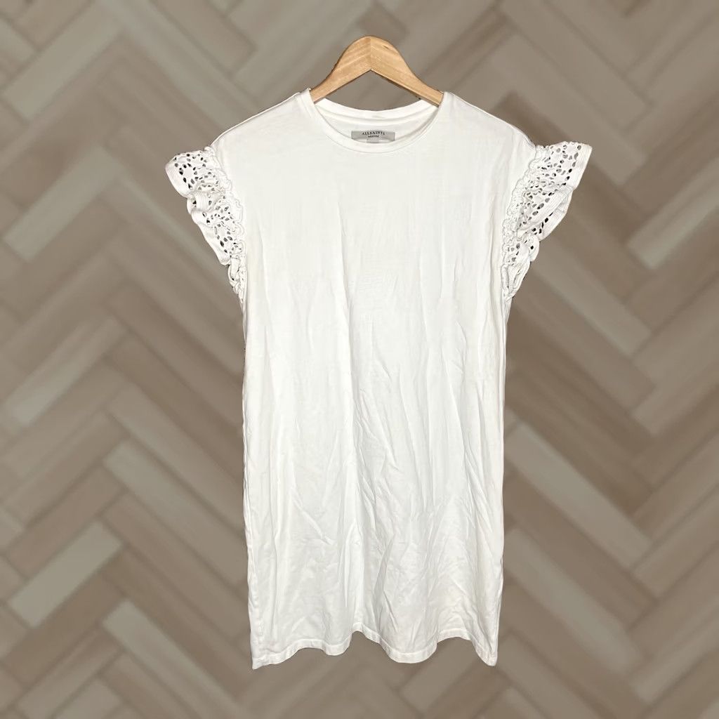 Allsaints All Saints Womens White Ruffled Sleeve Long Shirt Size Medium Size M / US 6-8 / IT 42-44 - 1 Thumbnail