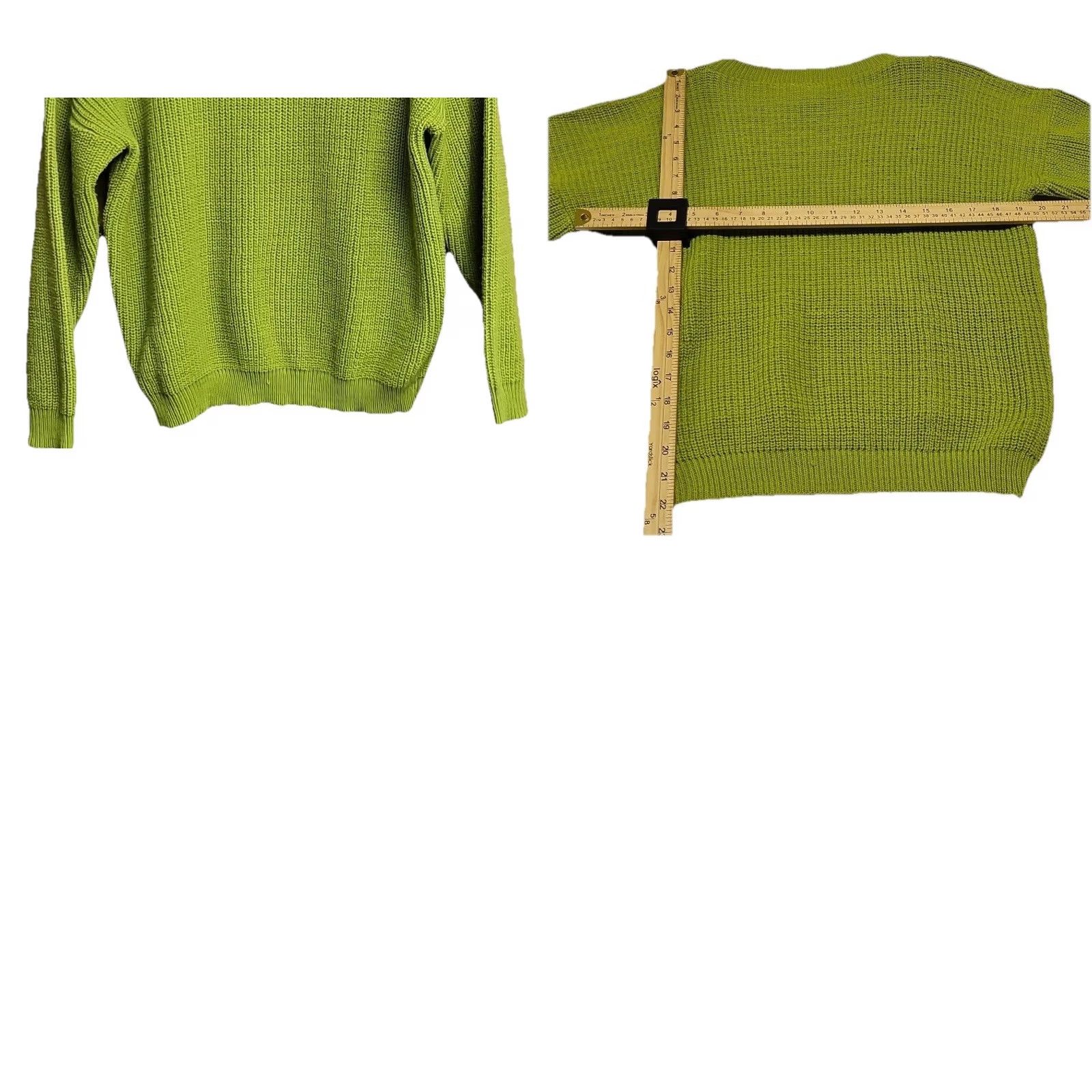 Vintage VINTAGE Tudor Hall Sweater Women’s M Crew Neck Green 80s 90s Chunky Knit Acrylic Pullover Size M / US 6-8 / IT 42-44 - 8 Thumbnail