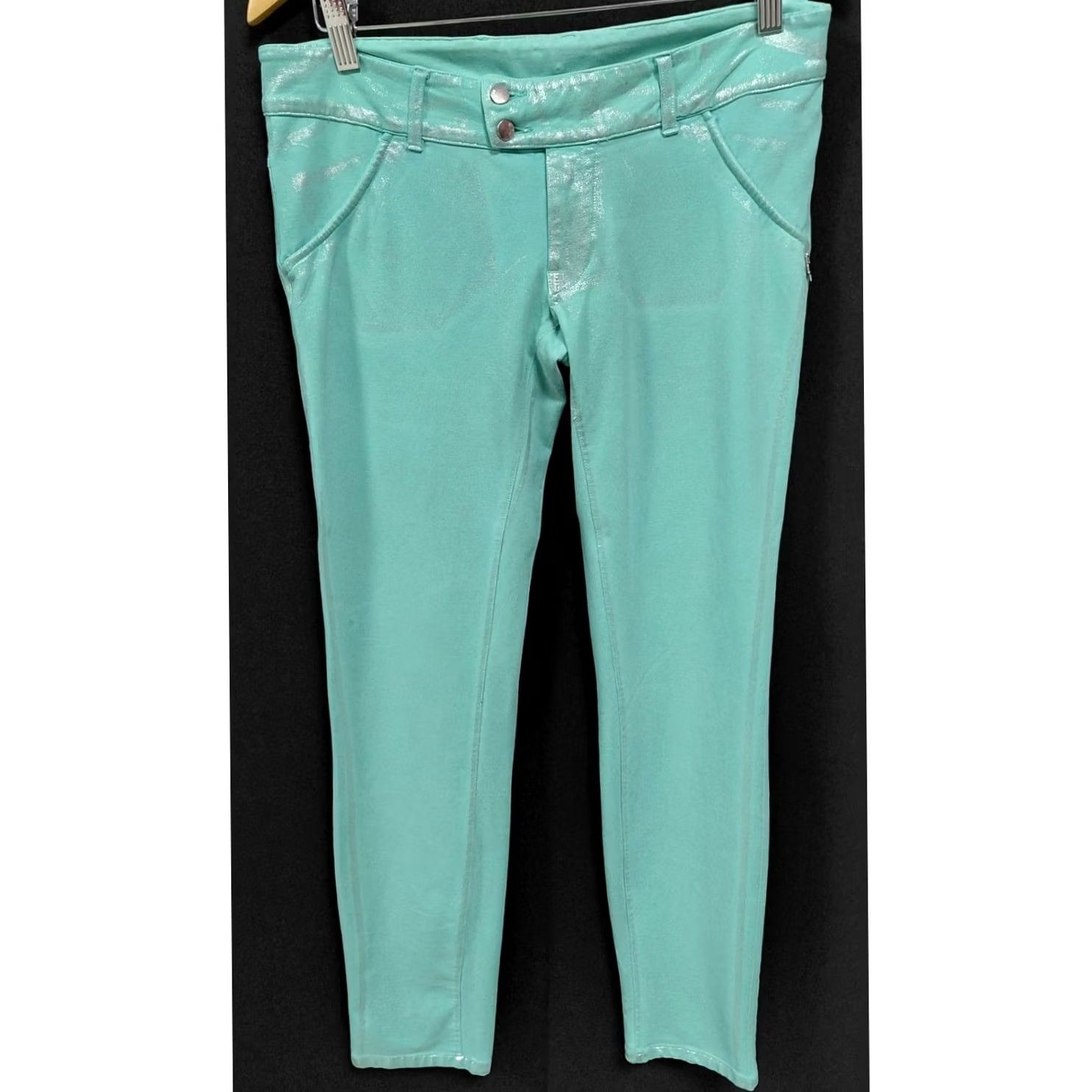 Vintage MET Jeans Turquoise Pants Knit Women Size 30 Size 30" / US 8 / IT 44 - 2 Thumbnail