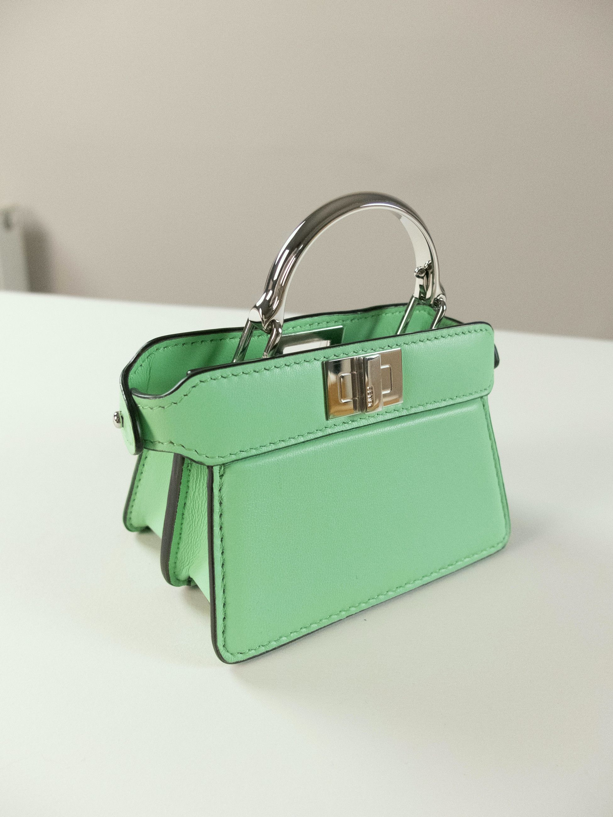 FENDI Peekaboo Micro mint green mini lambskin leather bag