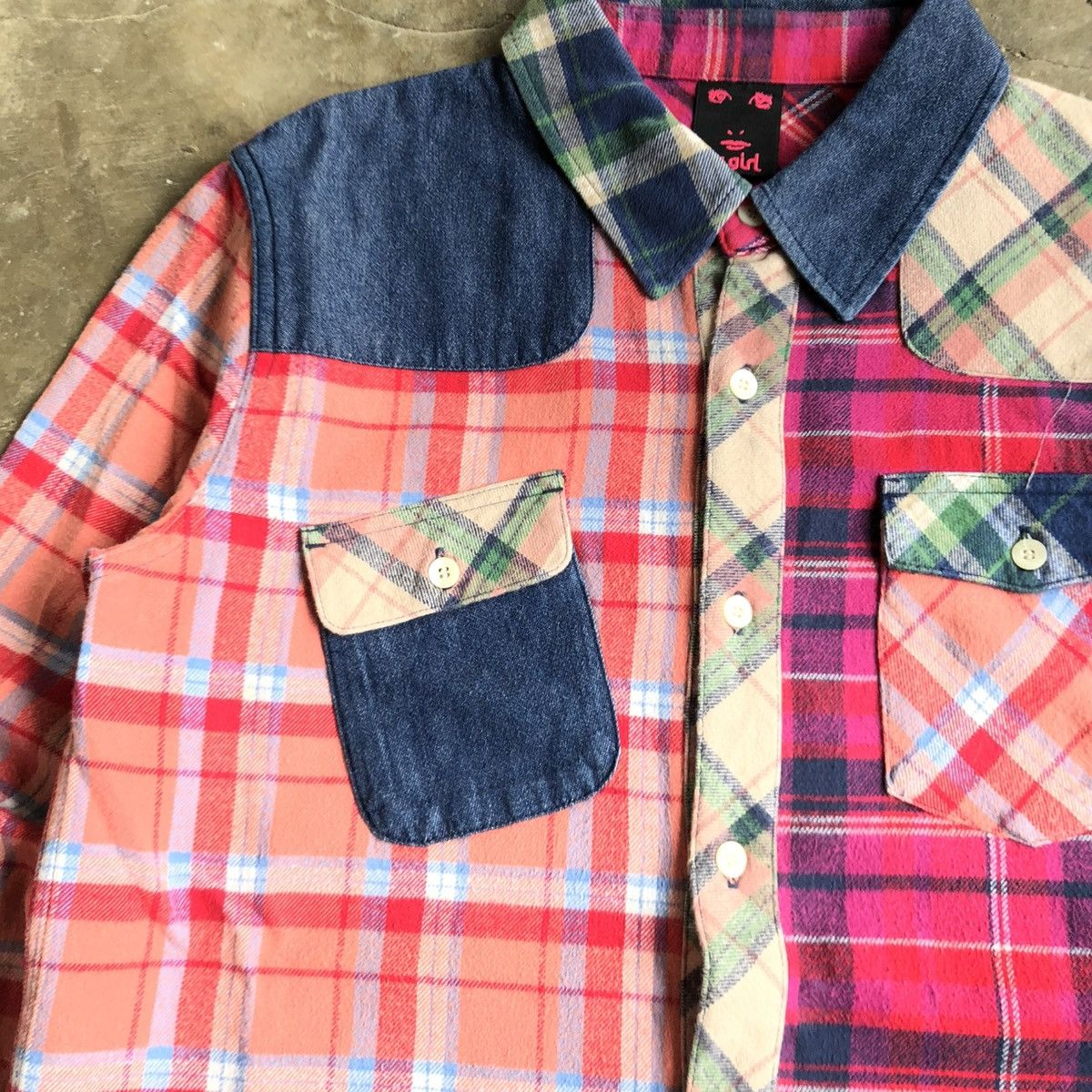 Hysteric Glamour 2000s X-girl Patchwork Double Pocket Button Up Shirt Size US M / EU 48-50 / 2 - 5 Thumbnail