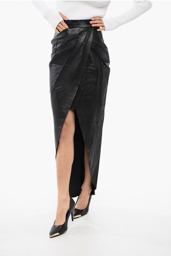 Leather Wrapped Midi Skirt