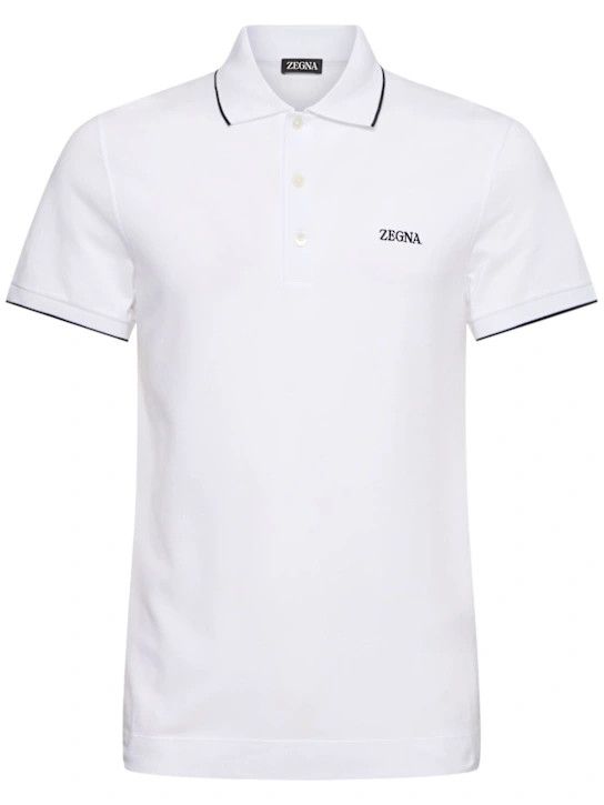Z Zegna o1lsvrm0525 Short Sleeve Polo in White Size US L / EU 52-54 / 3 - 1 Thumbnail
