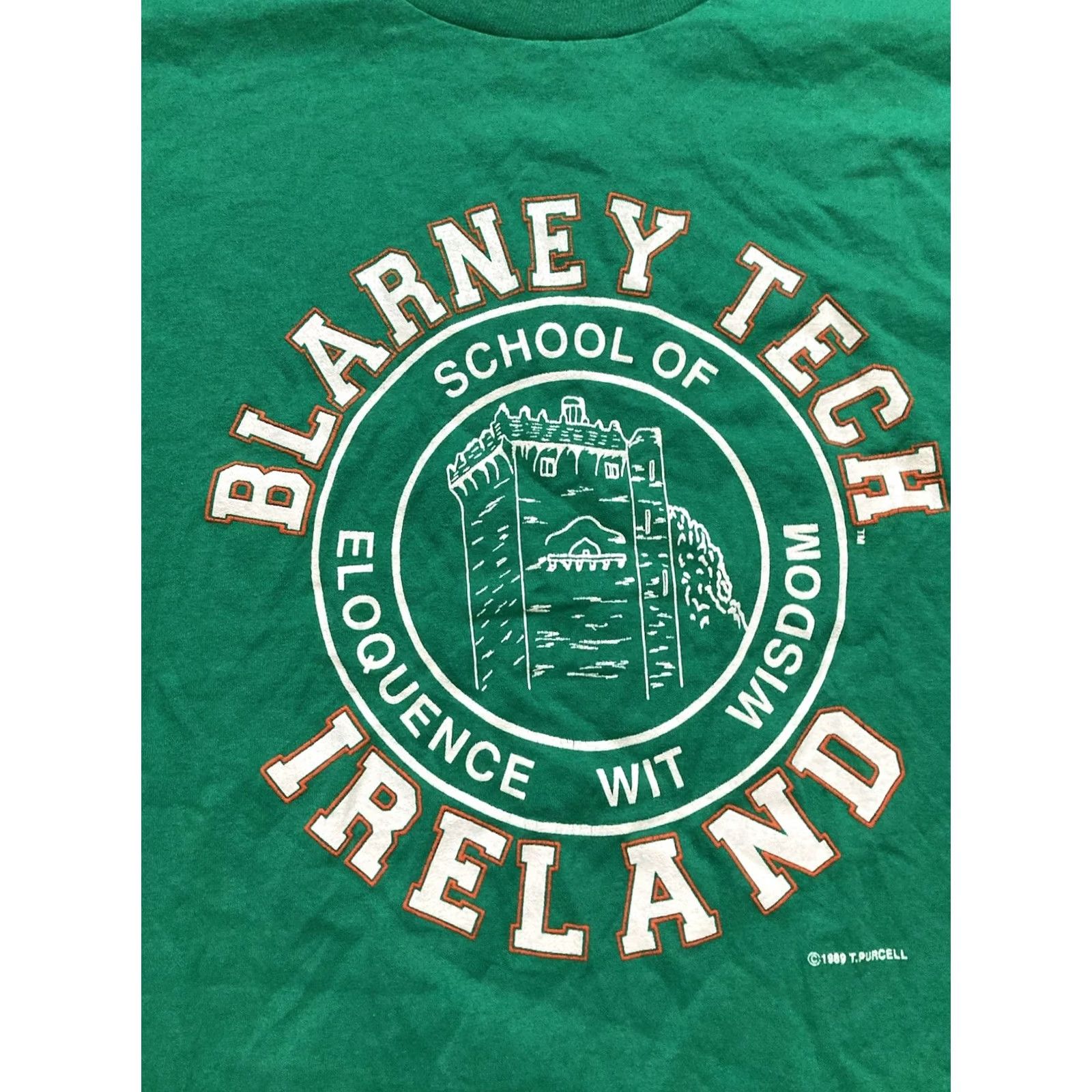 Hanes VINTAGE Blarney Tech Ireland Shirt Mens XL College Green Single Stitch 1989 Size US XL / EU 56 / 4 - 4 Thumbnail