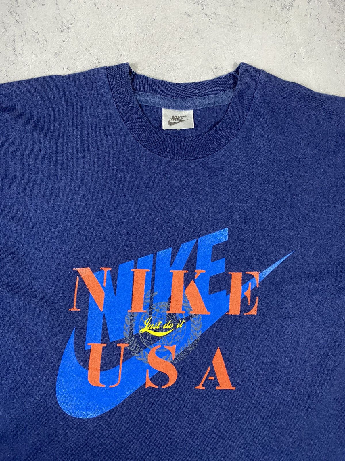 Nike × Vintage Vintage 90s Nike USA Just Do It Big Logo Rare T Shirt Tee Size US L / EU 52-54 / 3 - 8 Thumbnail
