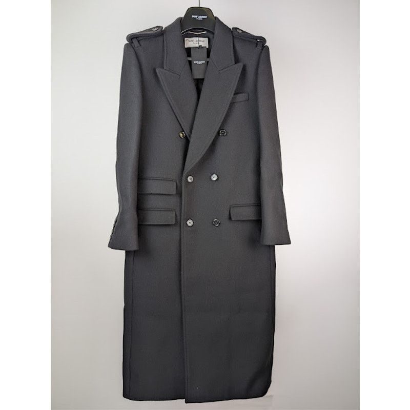 Saint Laurent Paris o1rshd1 Long Officer Coat in Wool Gabardine in Grey Size US M / EU 48-50 / 2 - 2 Thumbnail