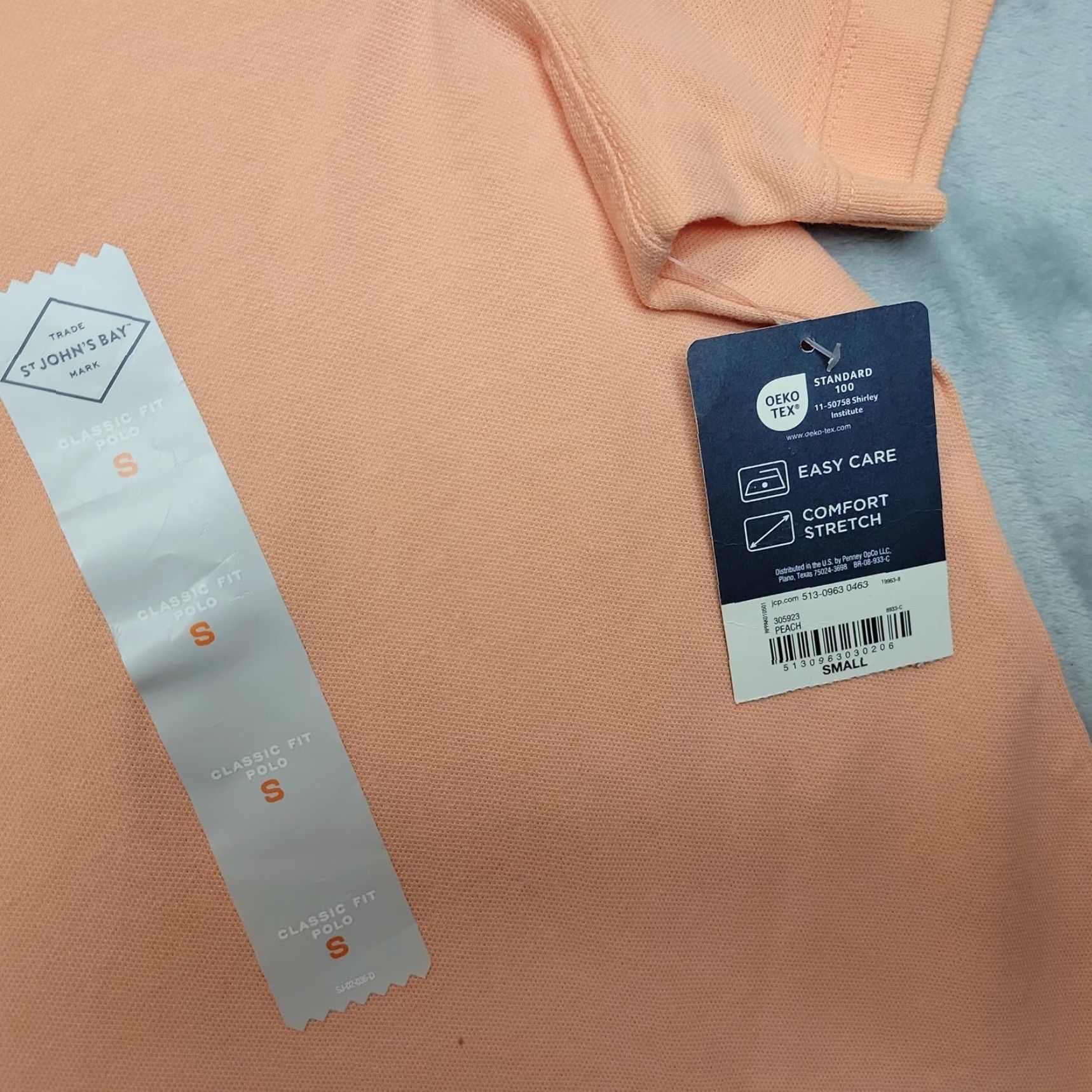 Vintage St Johns Bay Polo Shirt Mens Small Peach Performance Short Sleeve Golf Shirt Size US S / EU 44-46 / 1 - 2 Thumbnail
