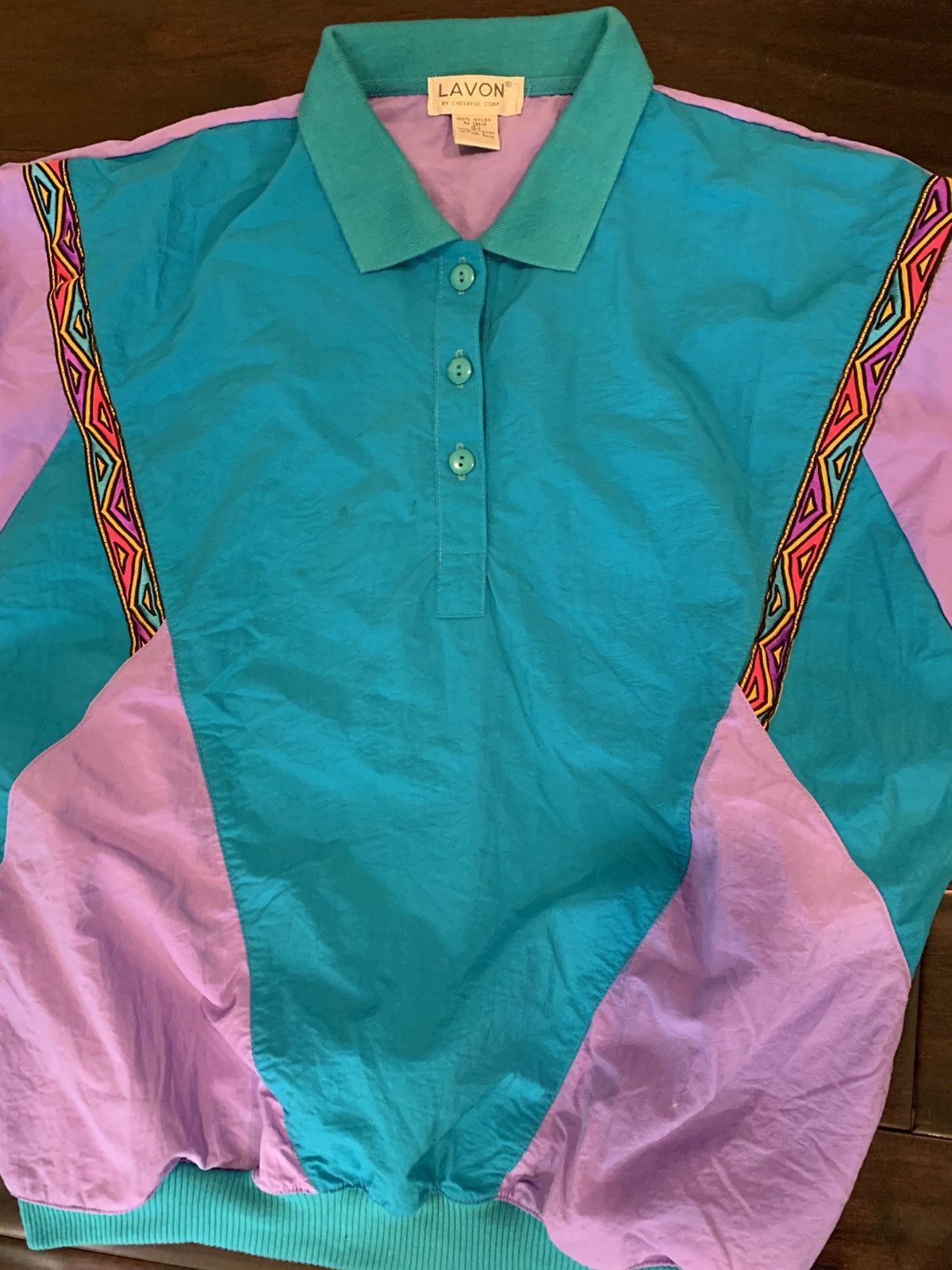 Vintage Lavon Vintage 80's Purple Blue Athletic Windbreaker Polo Size US L / EU 52-54 / 3 - 2 Thumbnail