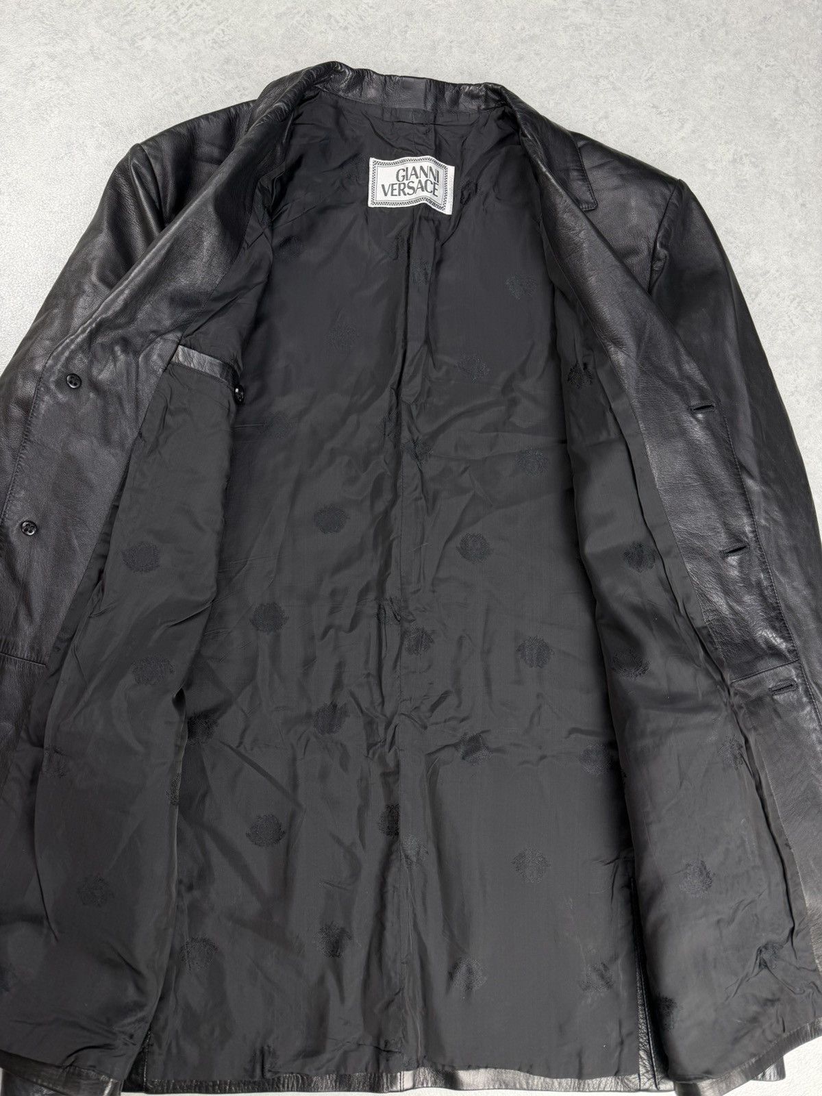 Versace Vintage Gianni Versace Black Leather Blazer Jacket Size 56 Size US XL / EU 56 / 4 - 9 Thumbnail