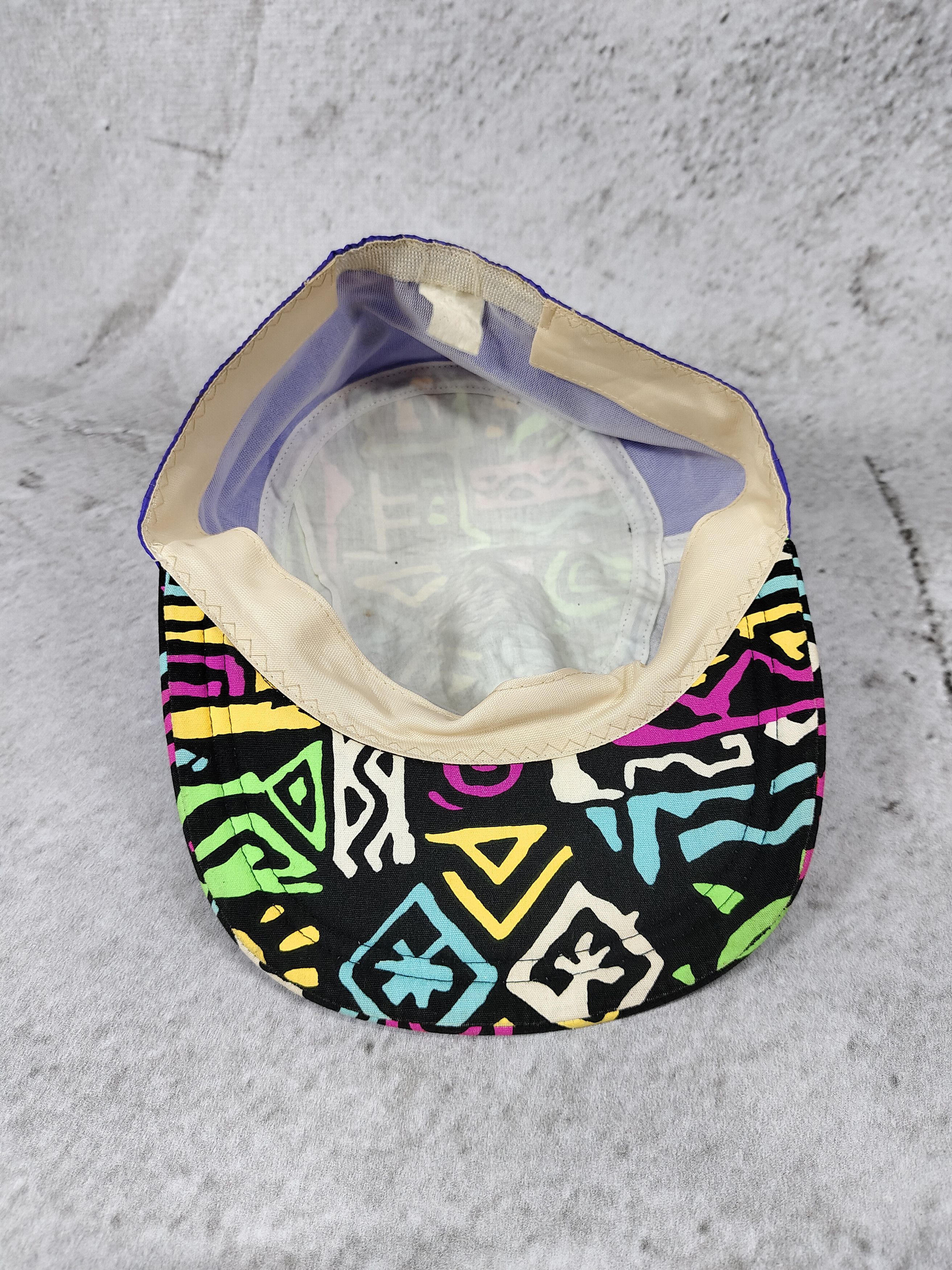 Vintage 80s Formula 1-Archived Grand Prix AOP Neon Abstract Cap Size 26 - 6 Thumbnail