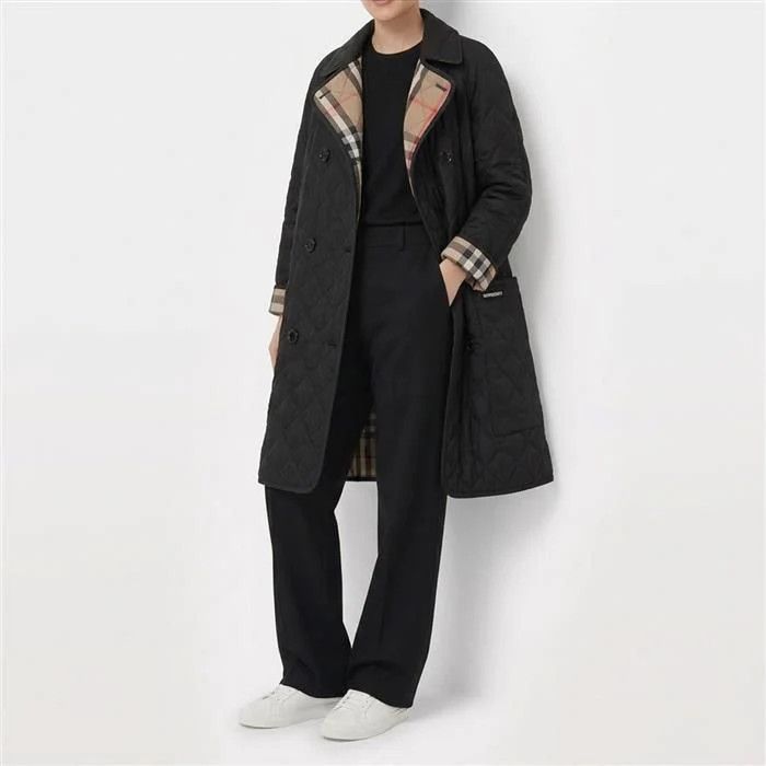 Burberry o1w1db10426 Quilted Long Jacket in Black Size M / US 6-8 / IT 42-44 - 2 Thumbnail