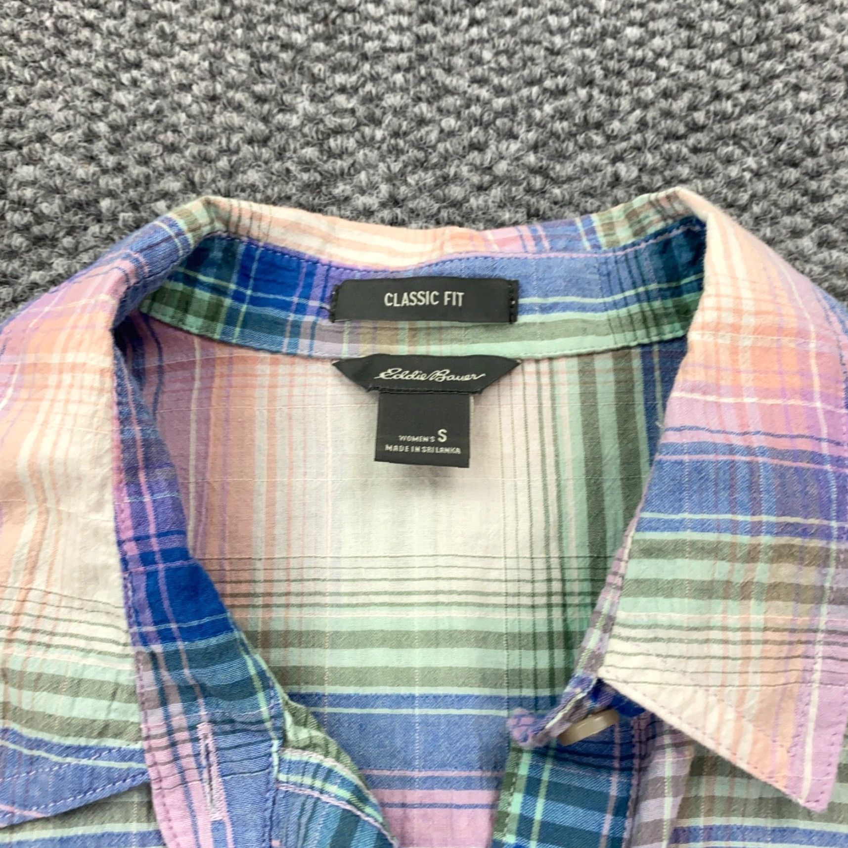Eddie Bauer Eddie Bauer Womens Shirt Top Small Ivory Plaid Button Up Pocket Regular Fit Size M / US 6-8 / IT 42-44 - 4 Thumbnail