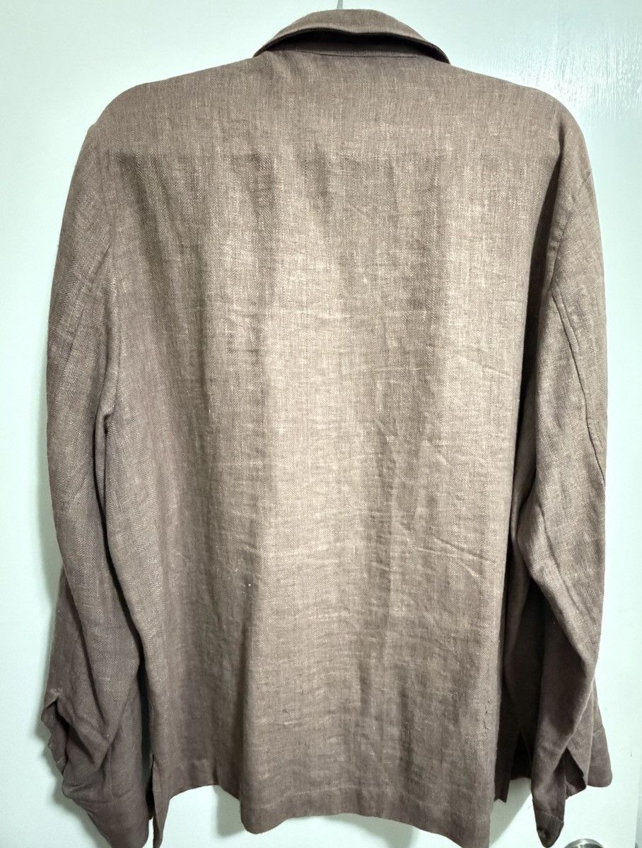 Stoffa Long Sleeve Camp Shirt (Mauve Linen Wool Silk Herringbone) Size US L / EU 52-54 / 3 - 4 Thumbnail